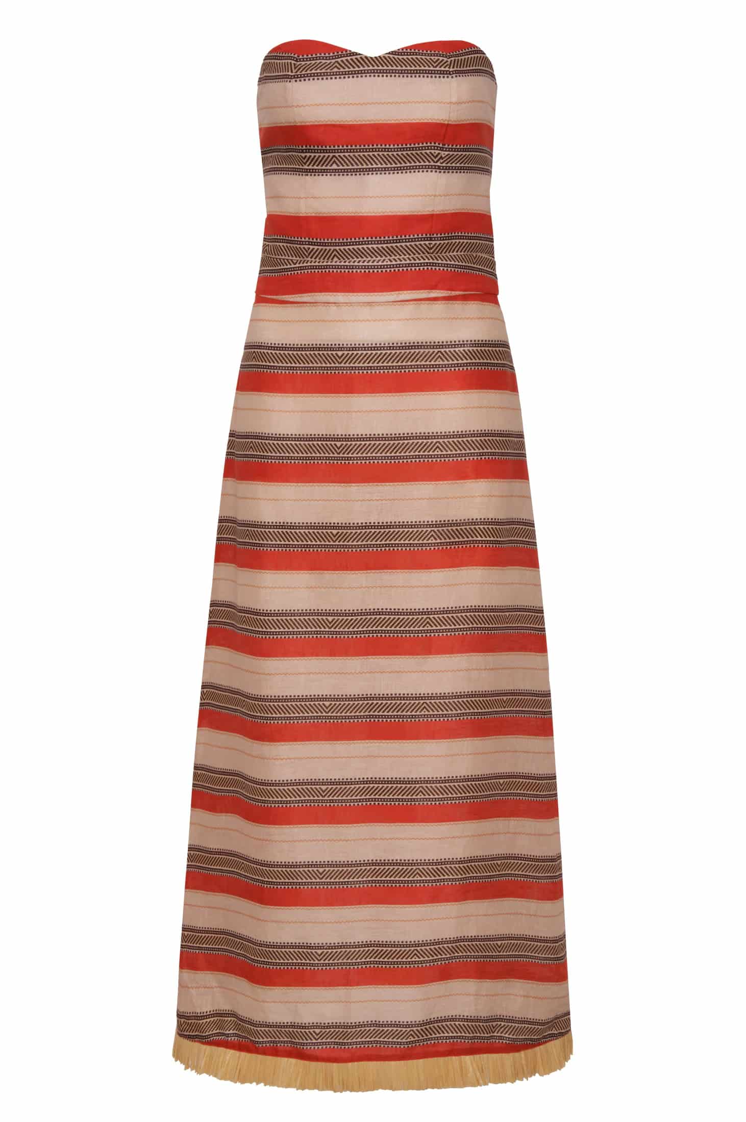 Gigi Linen Midi Dress / Orange Stripes - miniatura 2
