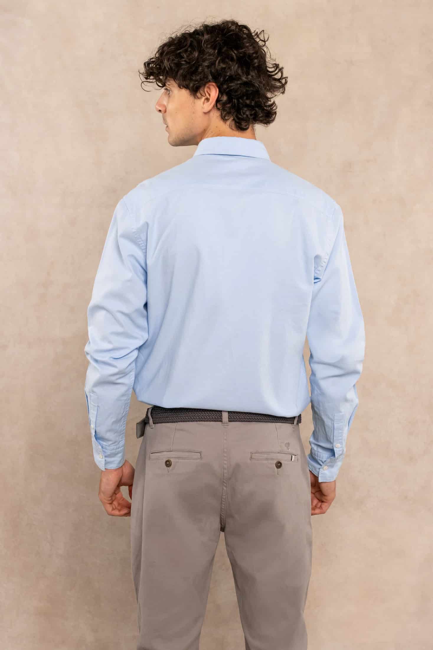 Camisa Antimanchas Oxford Han Blue Logo Contraste - miniatura 4