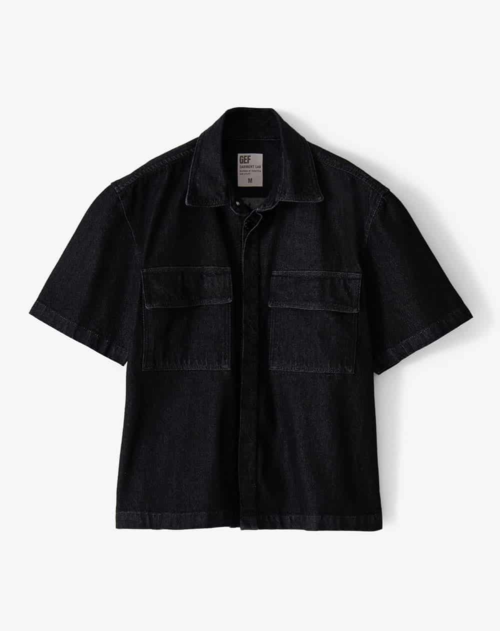 Camisa manga corta loose denim negro hombre - miniatura 7