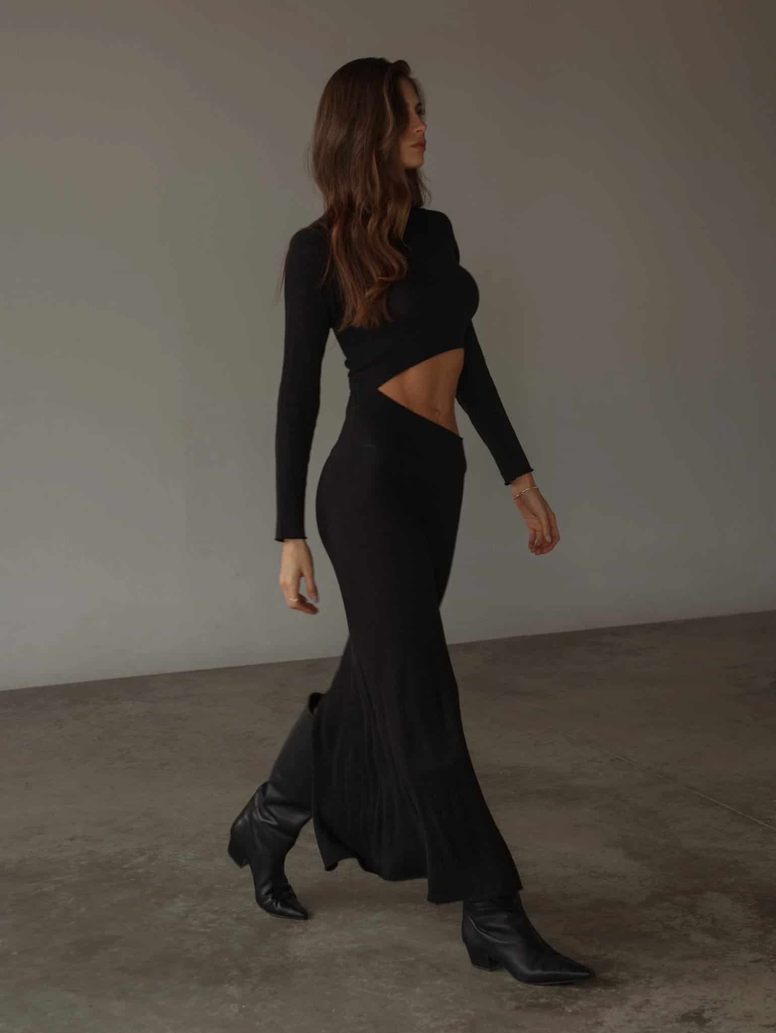 EDGE KNIT DRESS - BLACK - miniatura 11