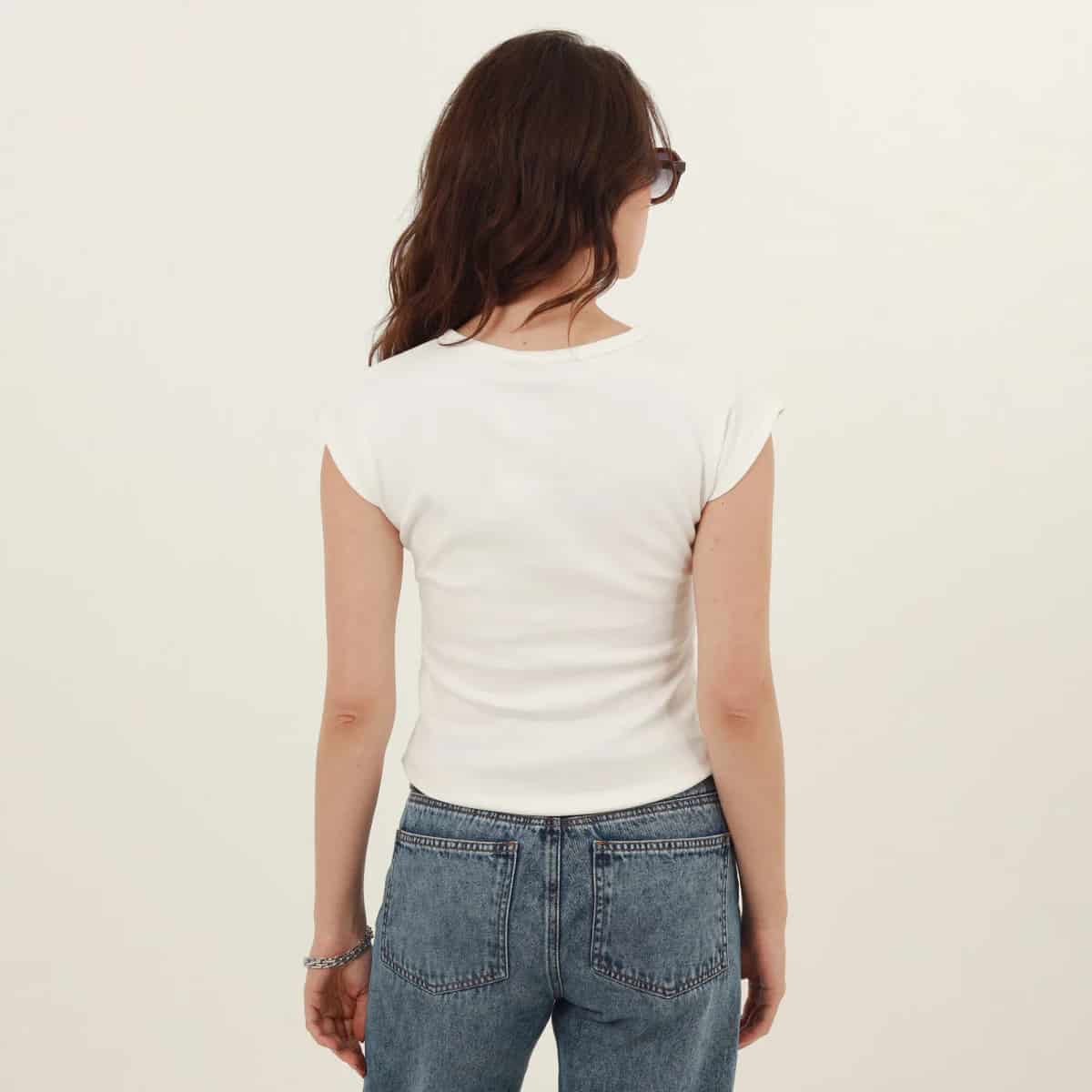 Camiseta cuello redondo manga corta rodada con estampado T shirt - miniatura 4