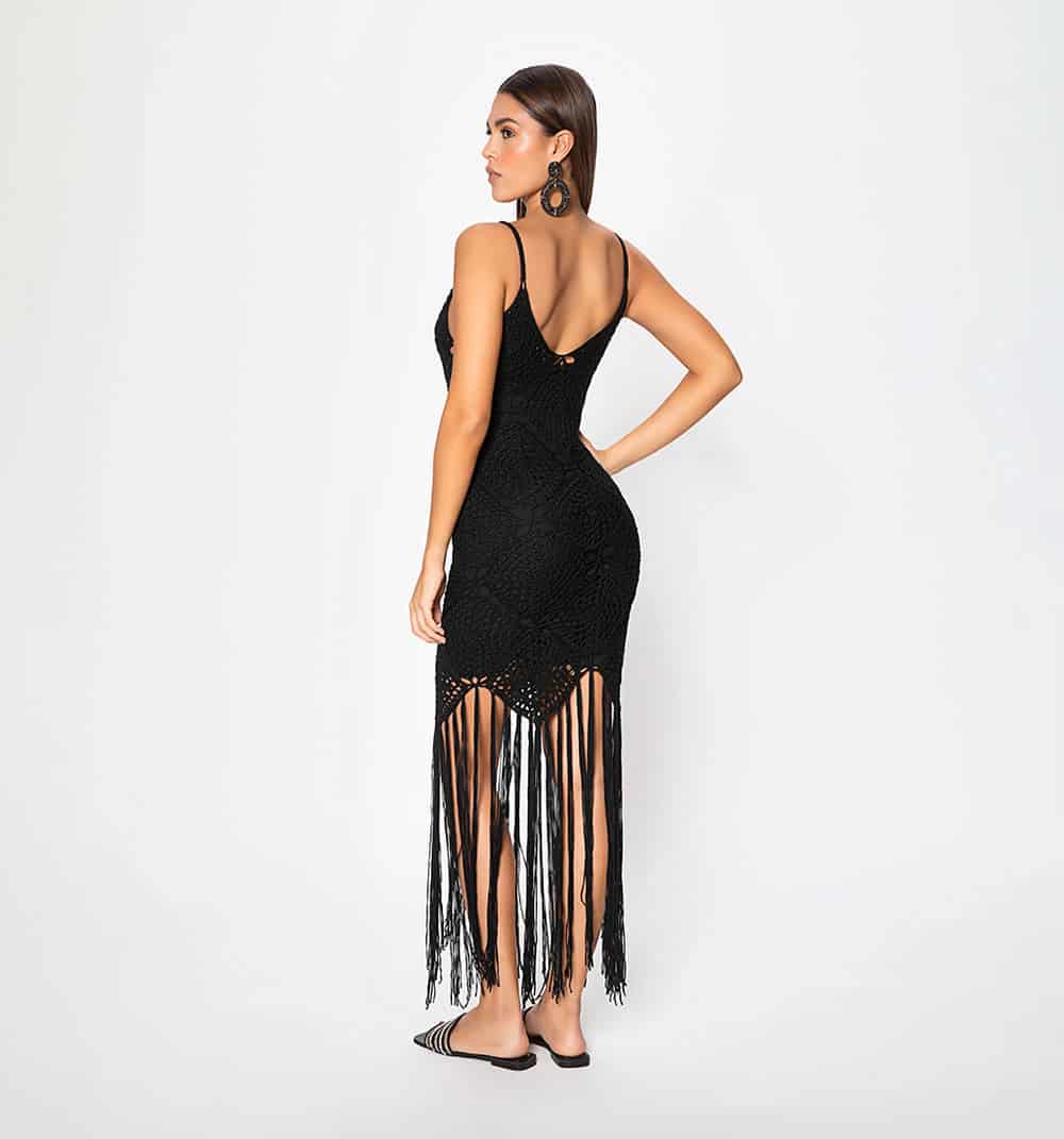 Vestido crochet con flecos - miniatura 8