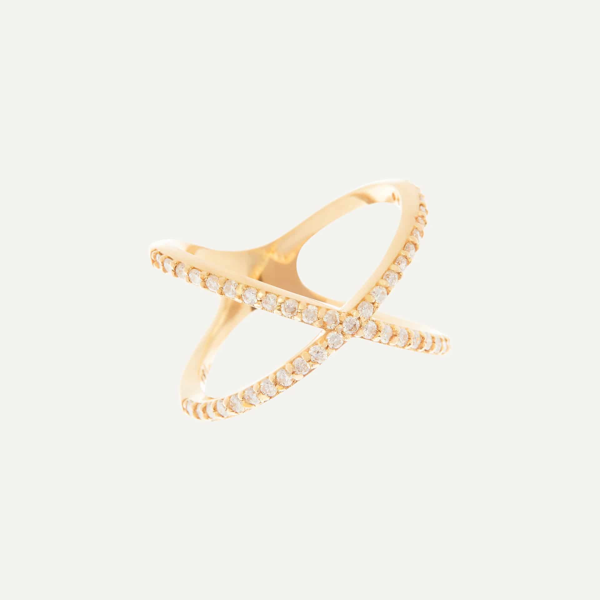 Anillo Big X diamantes - miniatura 1