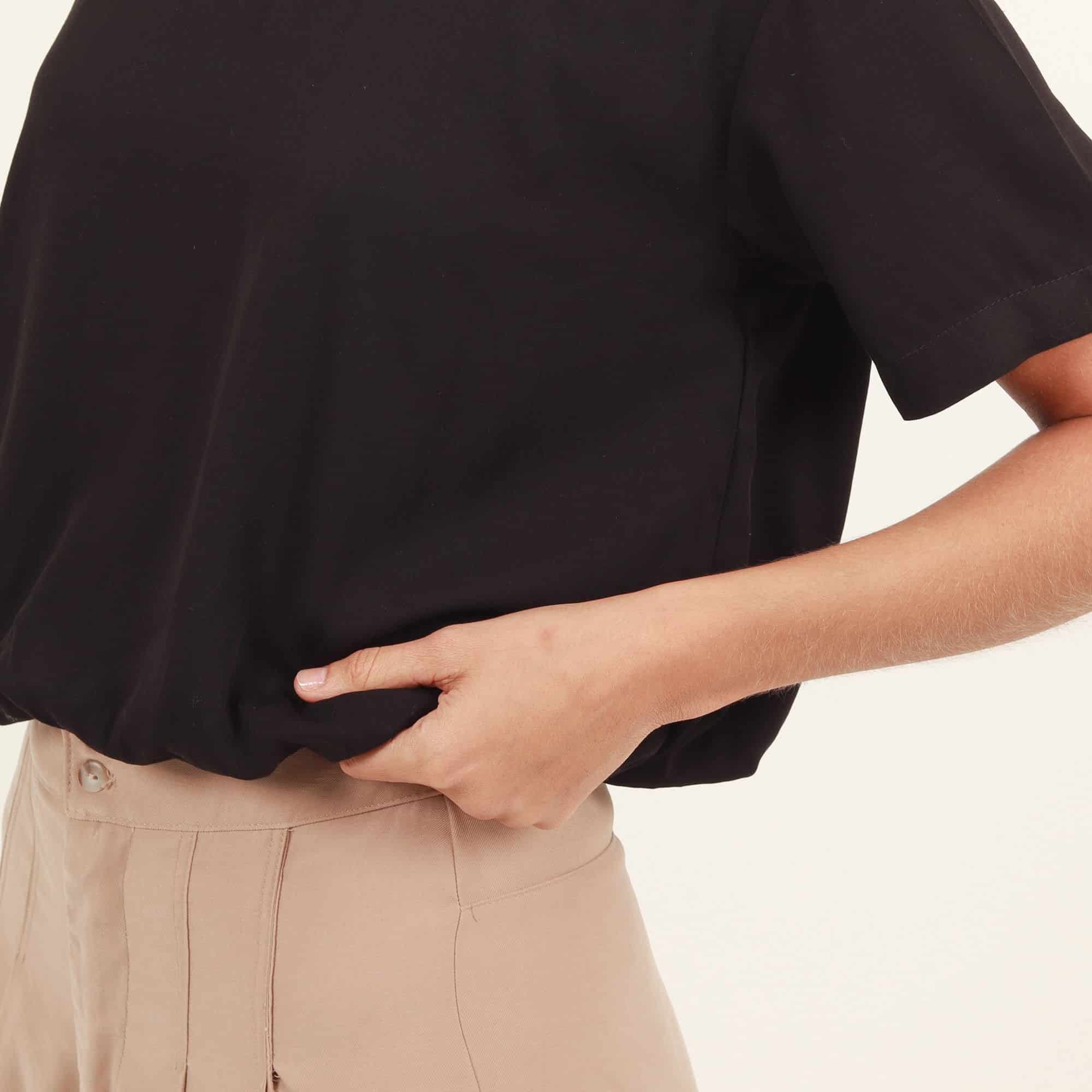 Blusa crop globo cuello redondo manga corta - miniatura 5