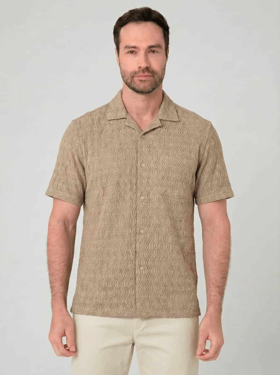 Camisa con textura manga corta para hombre Jon Sonen 027225010 - miniatura 1