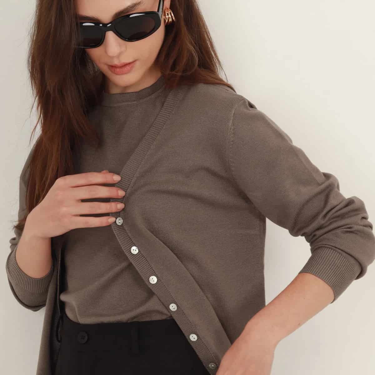 Sweater cardigan con botones manga larga - miniatura 6