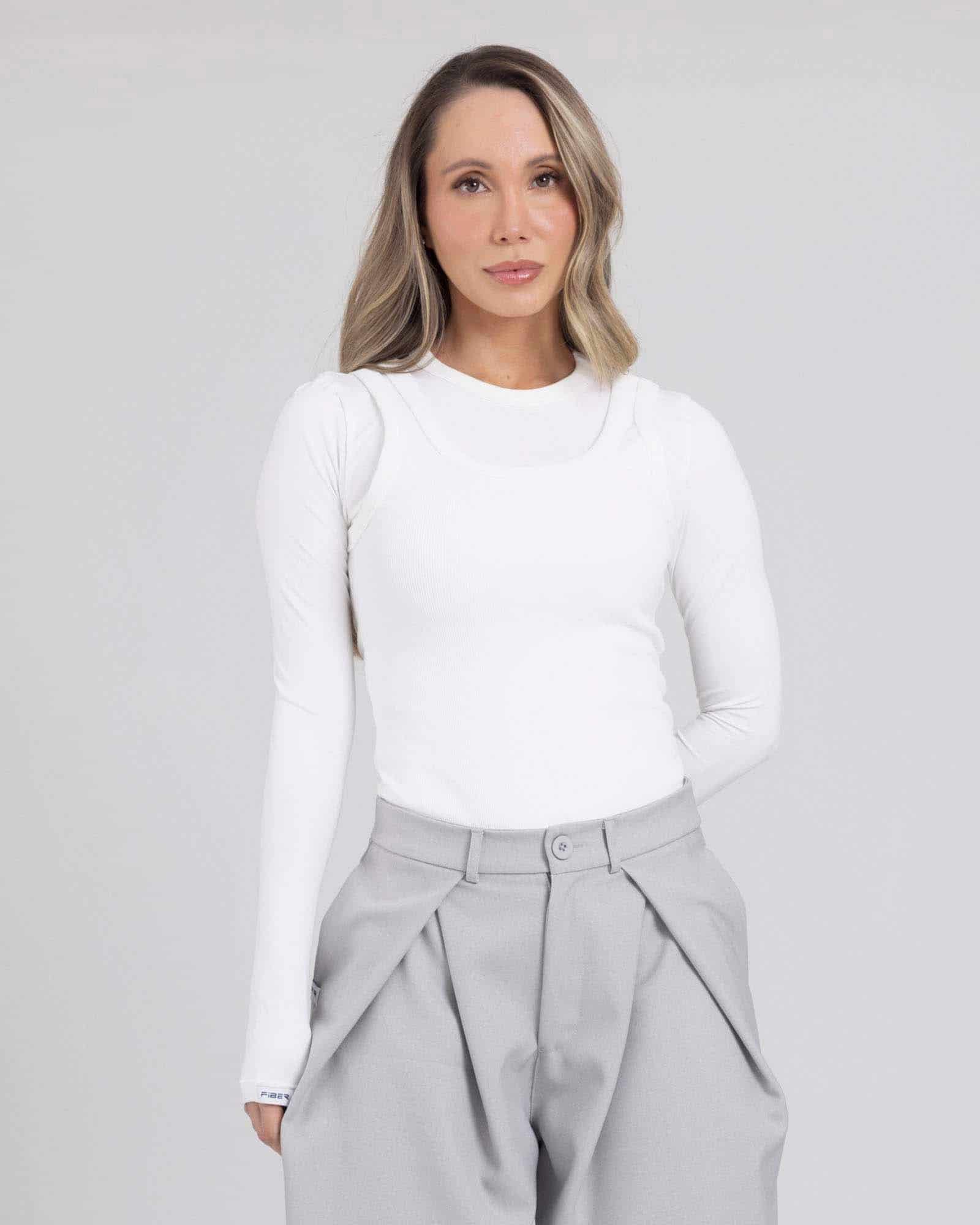 Blusa manga larga dual essence marfil flexi FIBER - miniatura 1