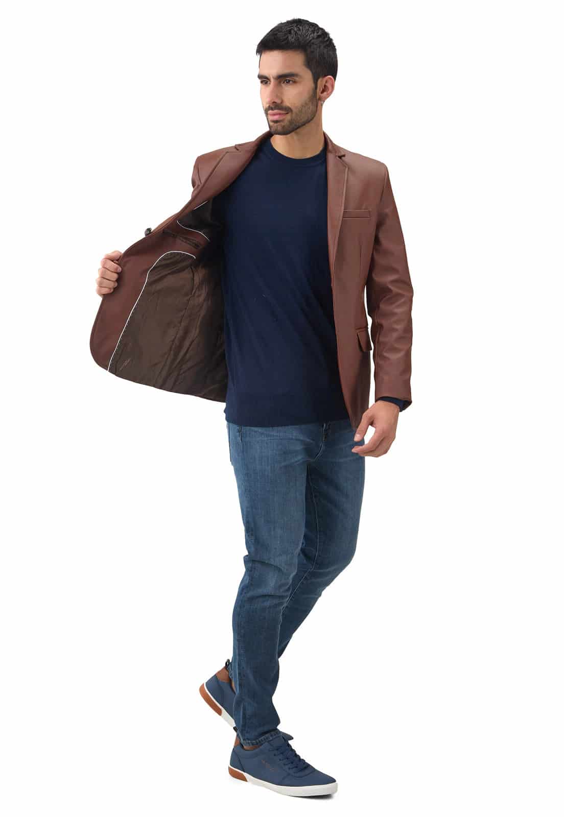 Blazer en cuerina café - miniatura 10