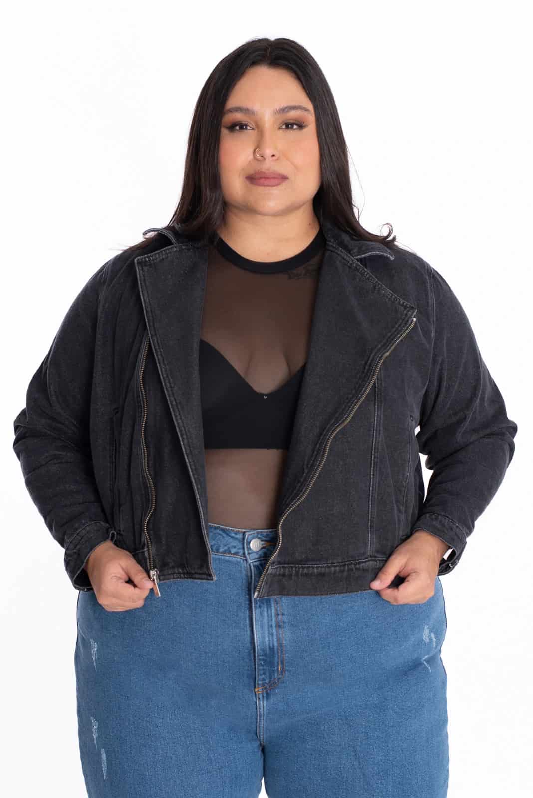 Chaqueta Biker Denim Negro - miniatura 5