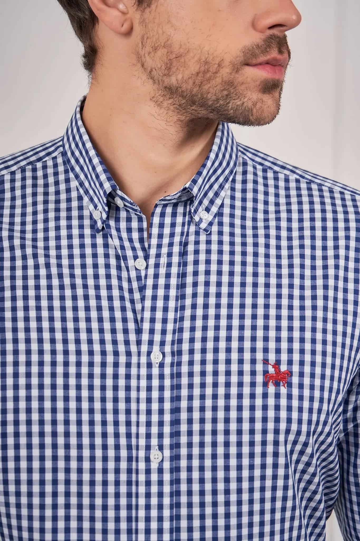 Camisa cuadros Hombre Azul Oscuro - miniatura 2
