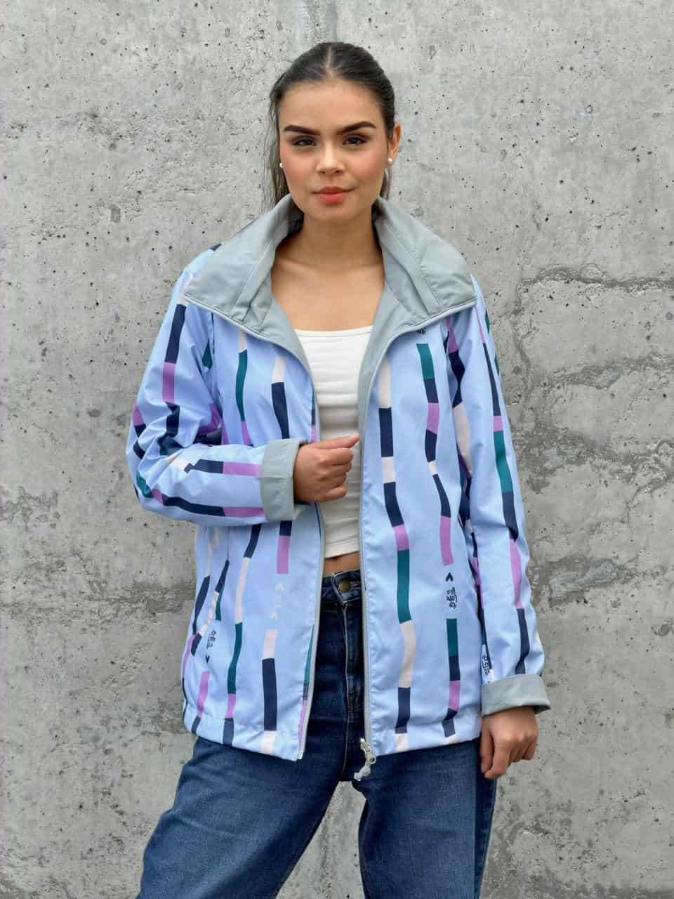 Chaqueta Doble Faz Azul Gris - miniatura 1