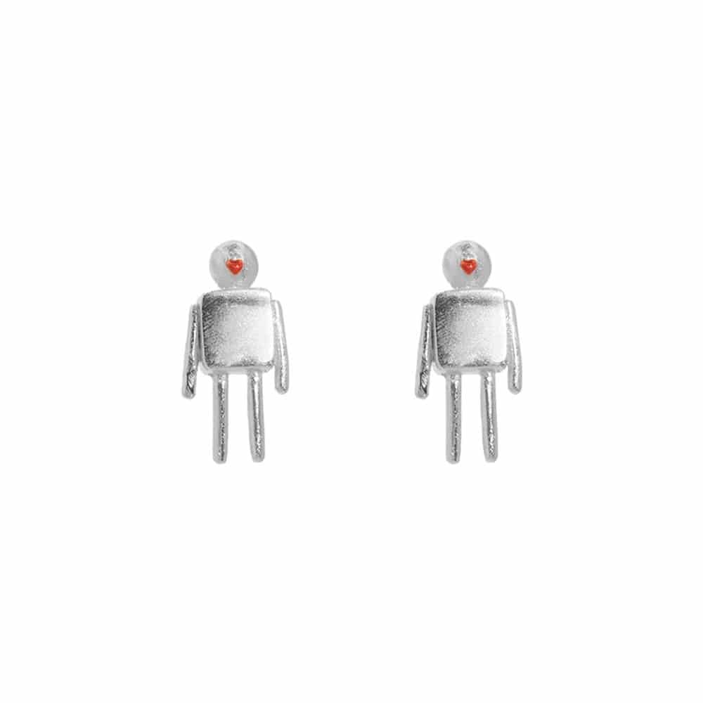 Aretes Robot Mini Plata - miniatura 1