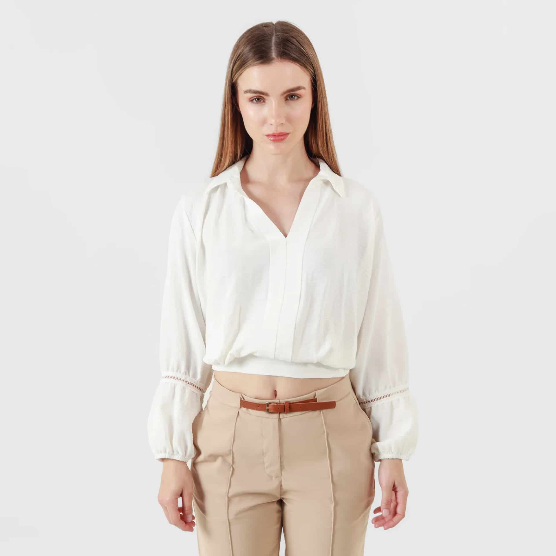 Blusa Cuello Camisero Manga Larga - miniatura 4