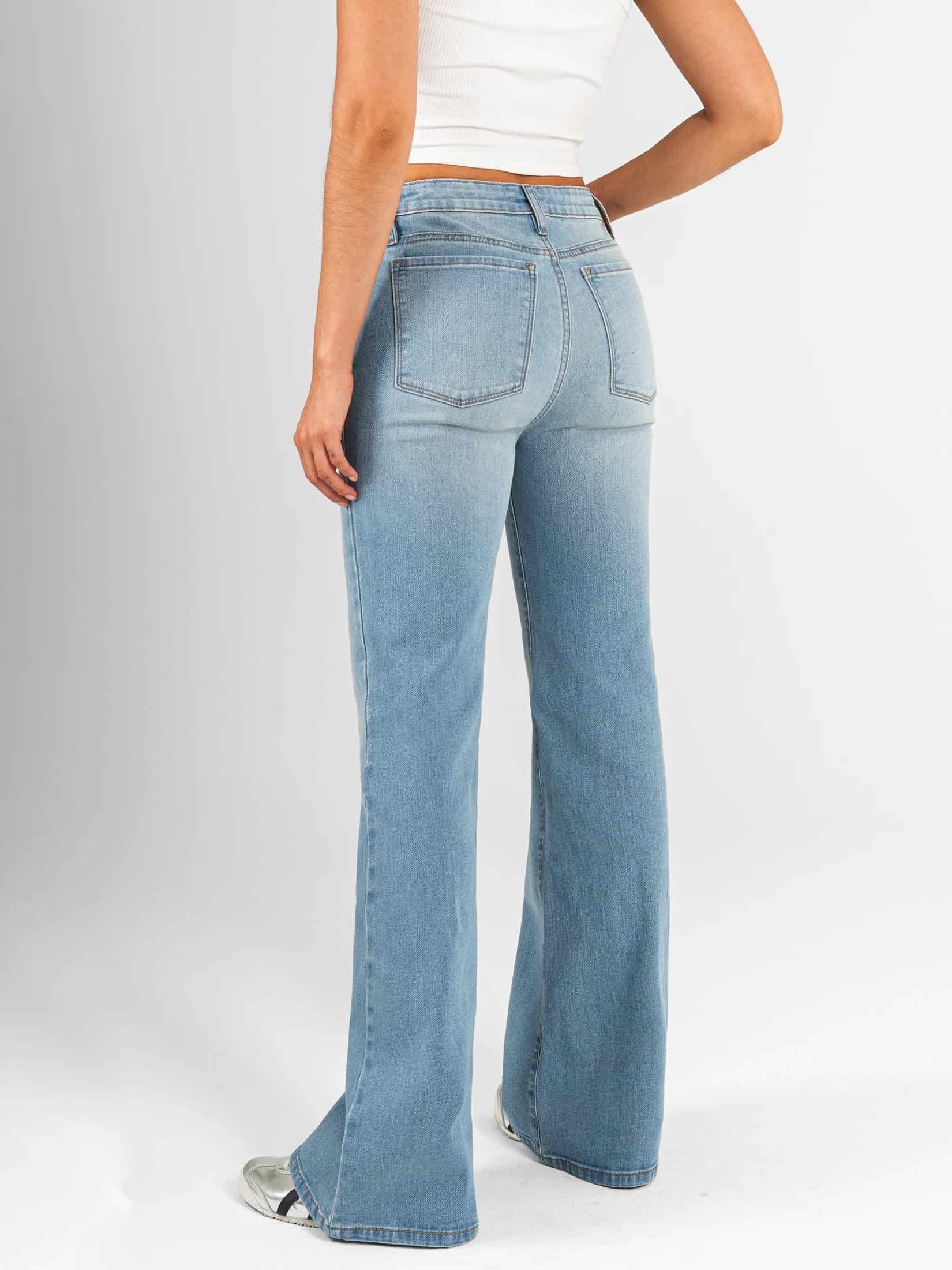 Ref: 066597 Jean flare stretch, bota ancha, tiro alto, tono azul medio claro - miniatura 2