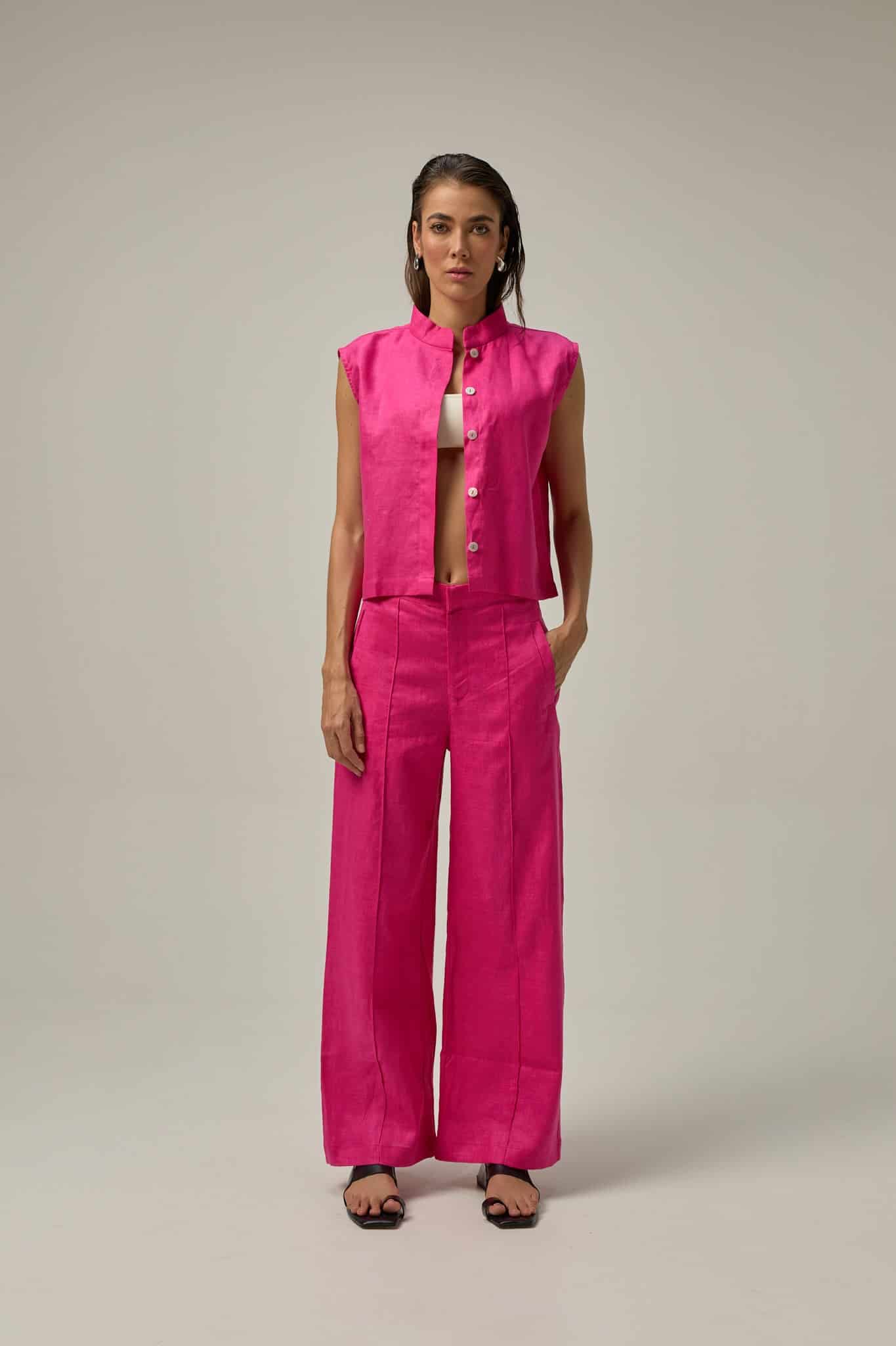 Pantalón Serre de lino | rosado Hot Pink - miniatura 4