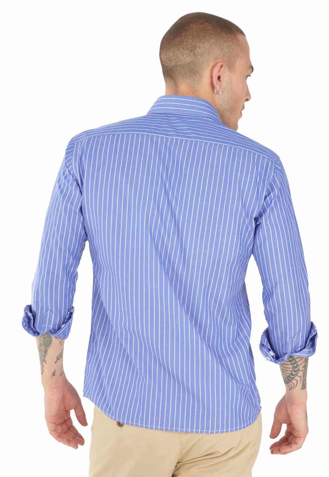 Camisa azul de rayas blancas finas - miniatura 2