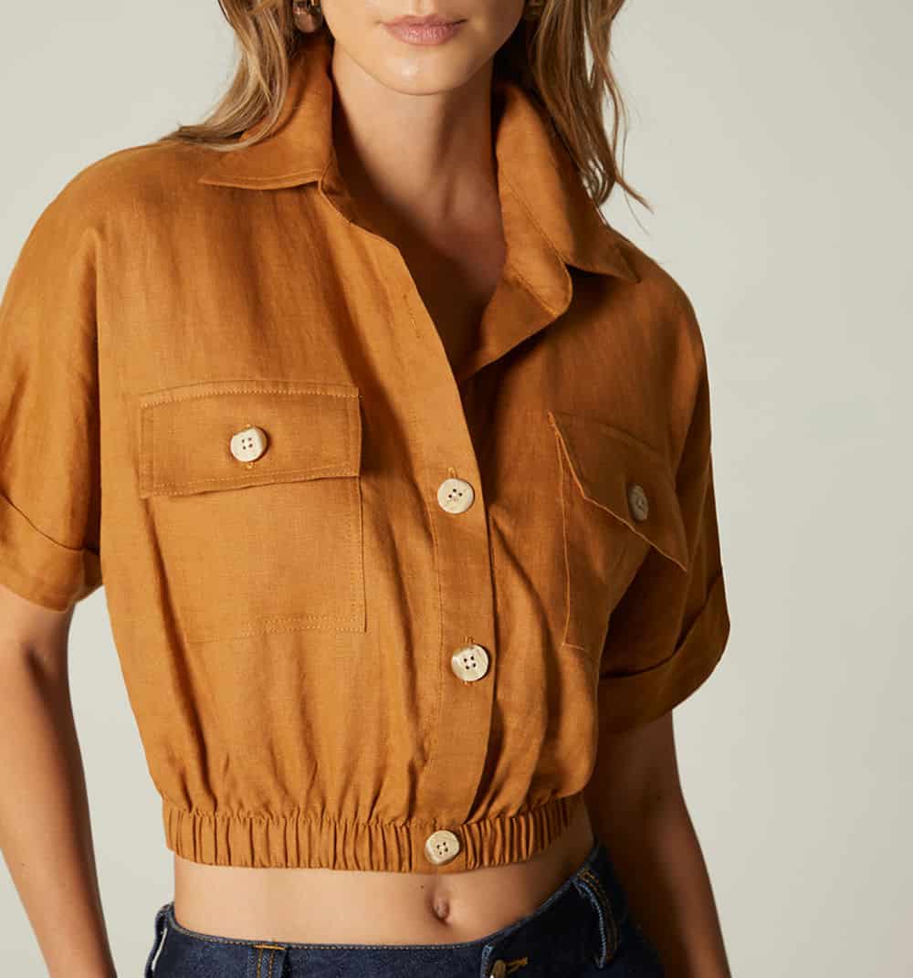 Blusa manga corta elastico en cintura - miniatura 2