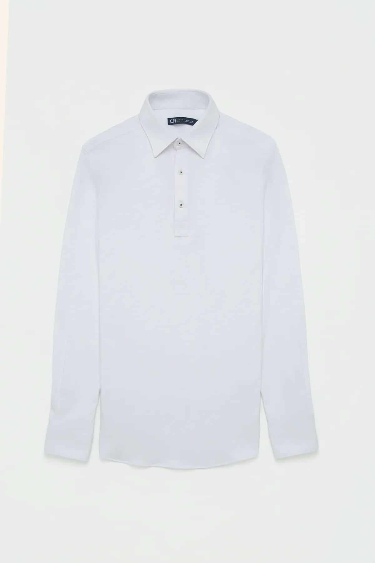 Camisa Piqué Polera Algodón Blanco - miniatura 1