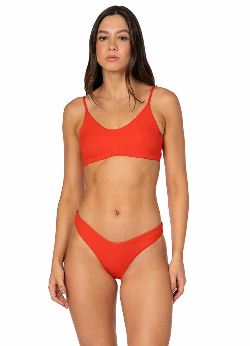 Maaji Red Camelia Praia Classic Bralette Bikini Top - miniatura 1