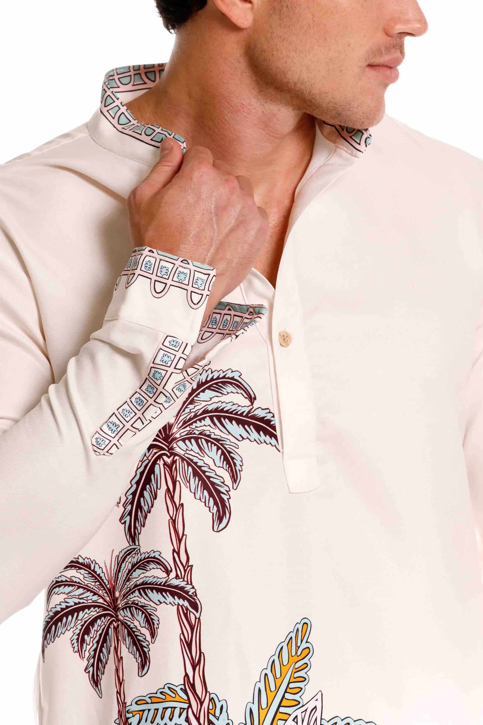 Camisa Nerú Hombre Maxipalms Beige - miniatura 3