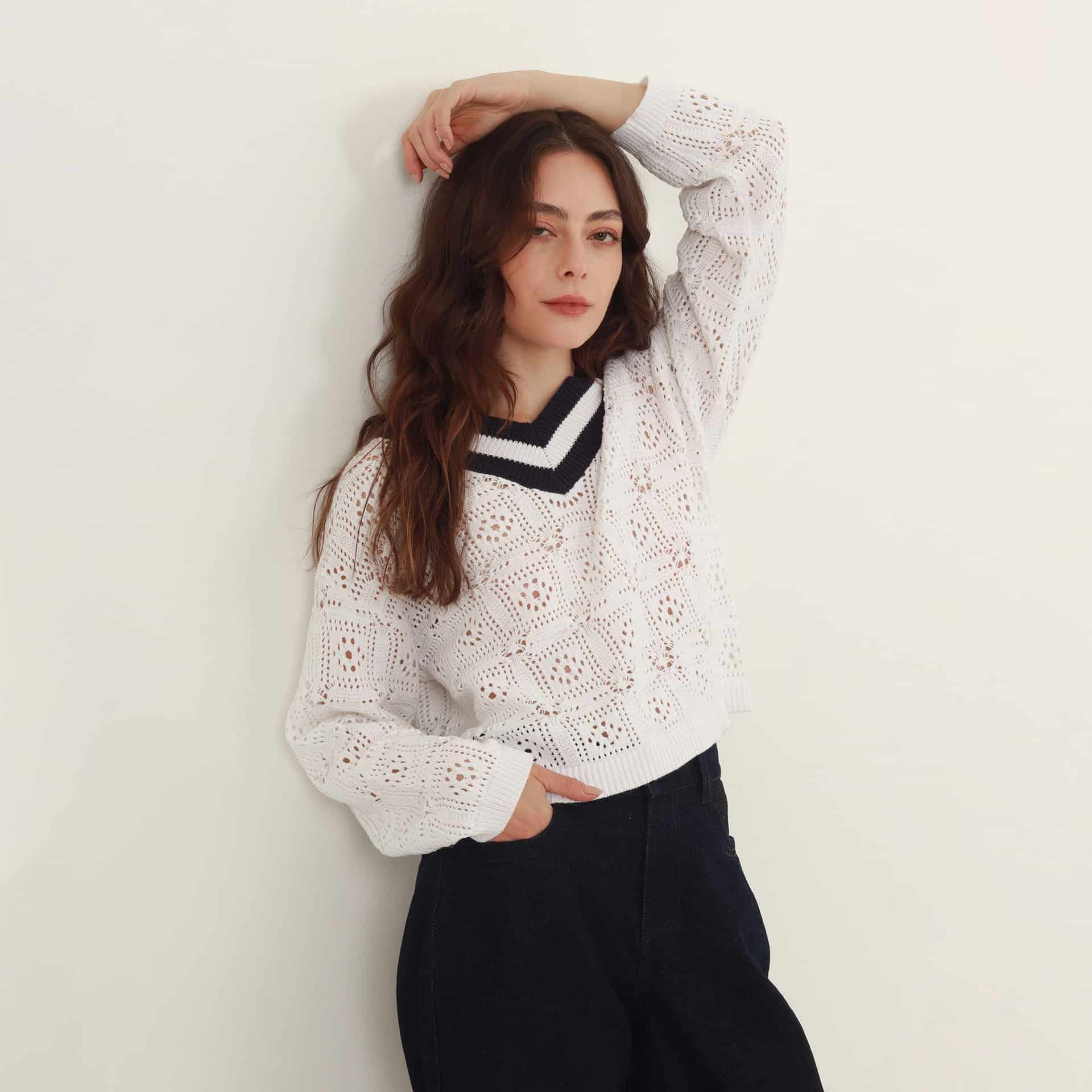 Sweater Cuello V Manga Larga - miniatura 1