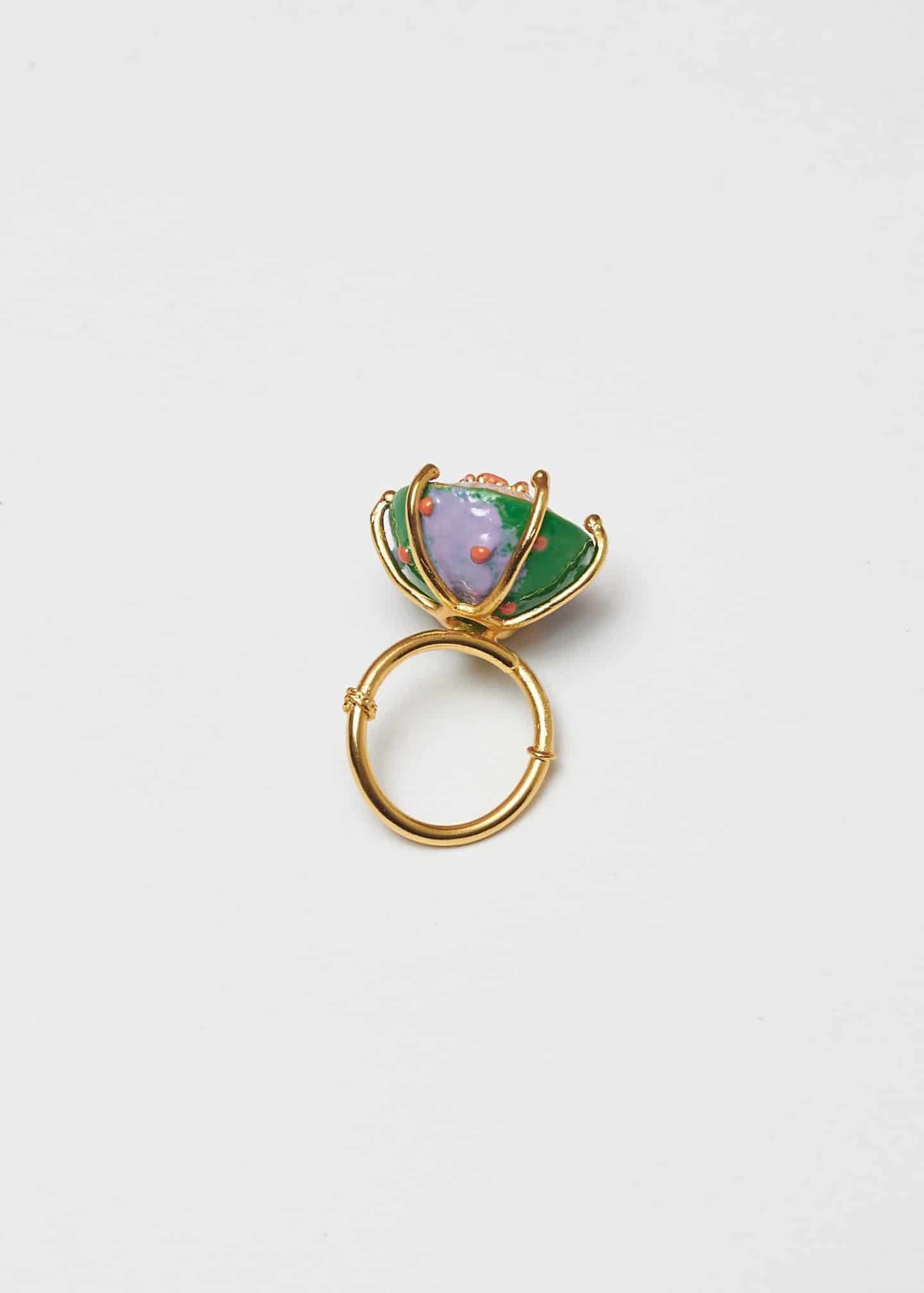 Anillo sombrerito maxi verde lila - miniatura 3