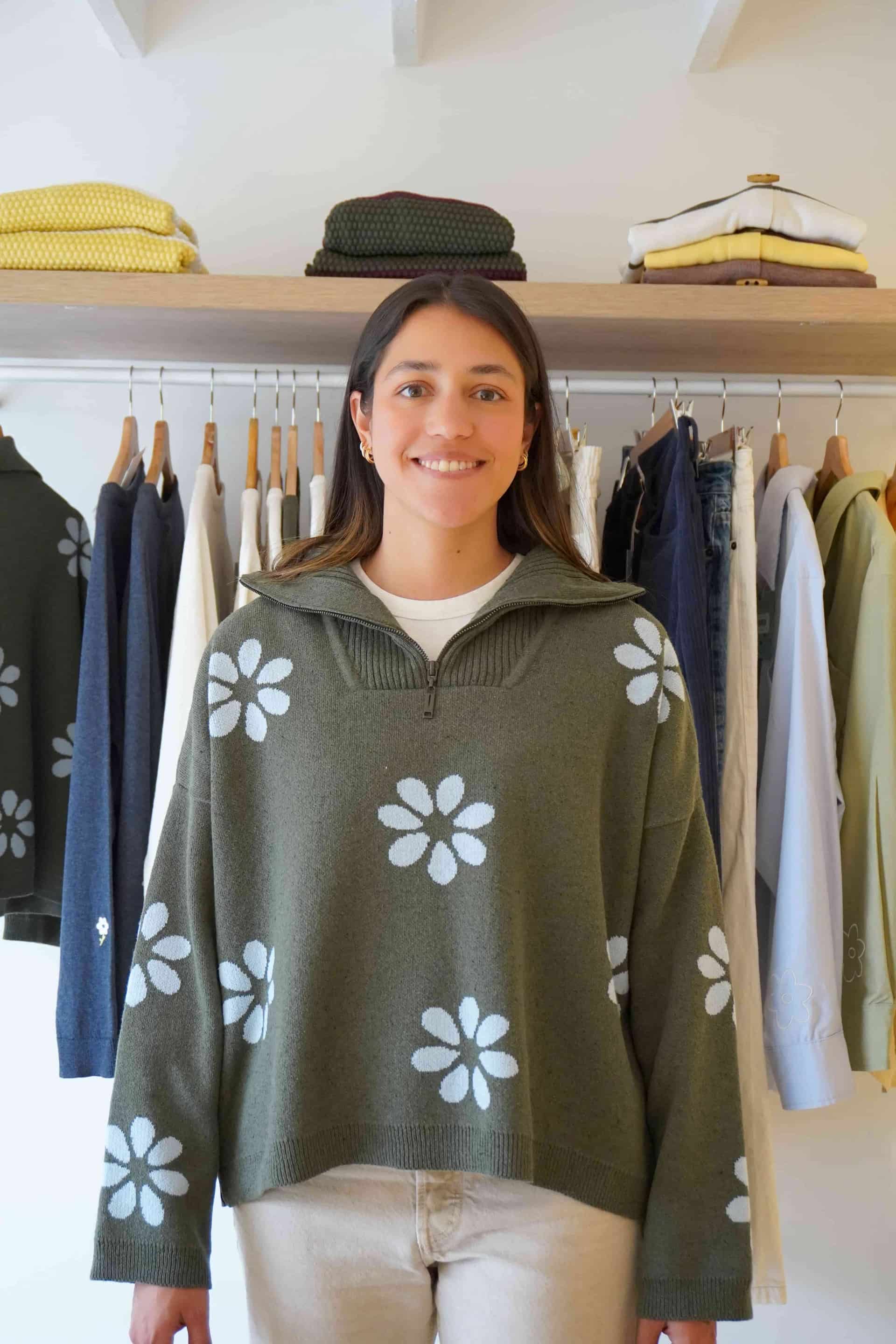 Halfzip Flowers Verde - miniatura 4