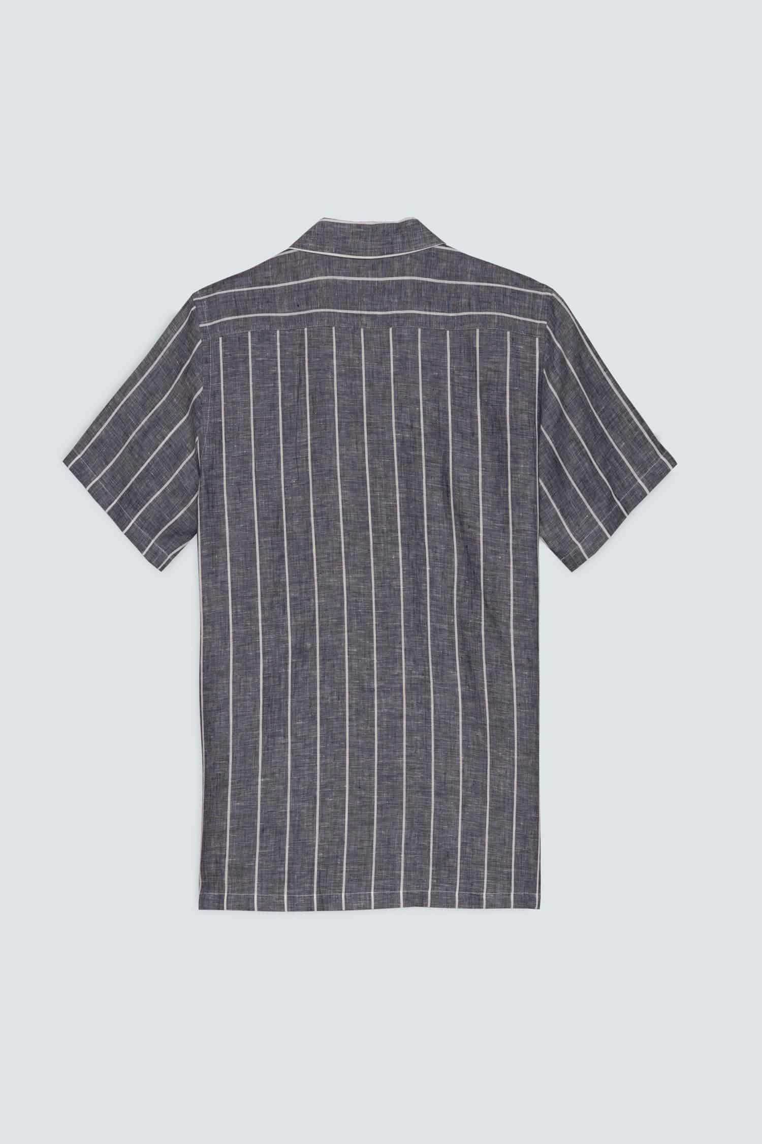 Men's linen shirt striped gray - miniatura 2