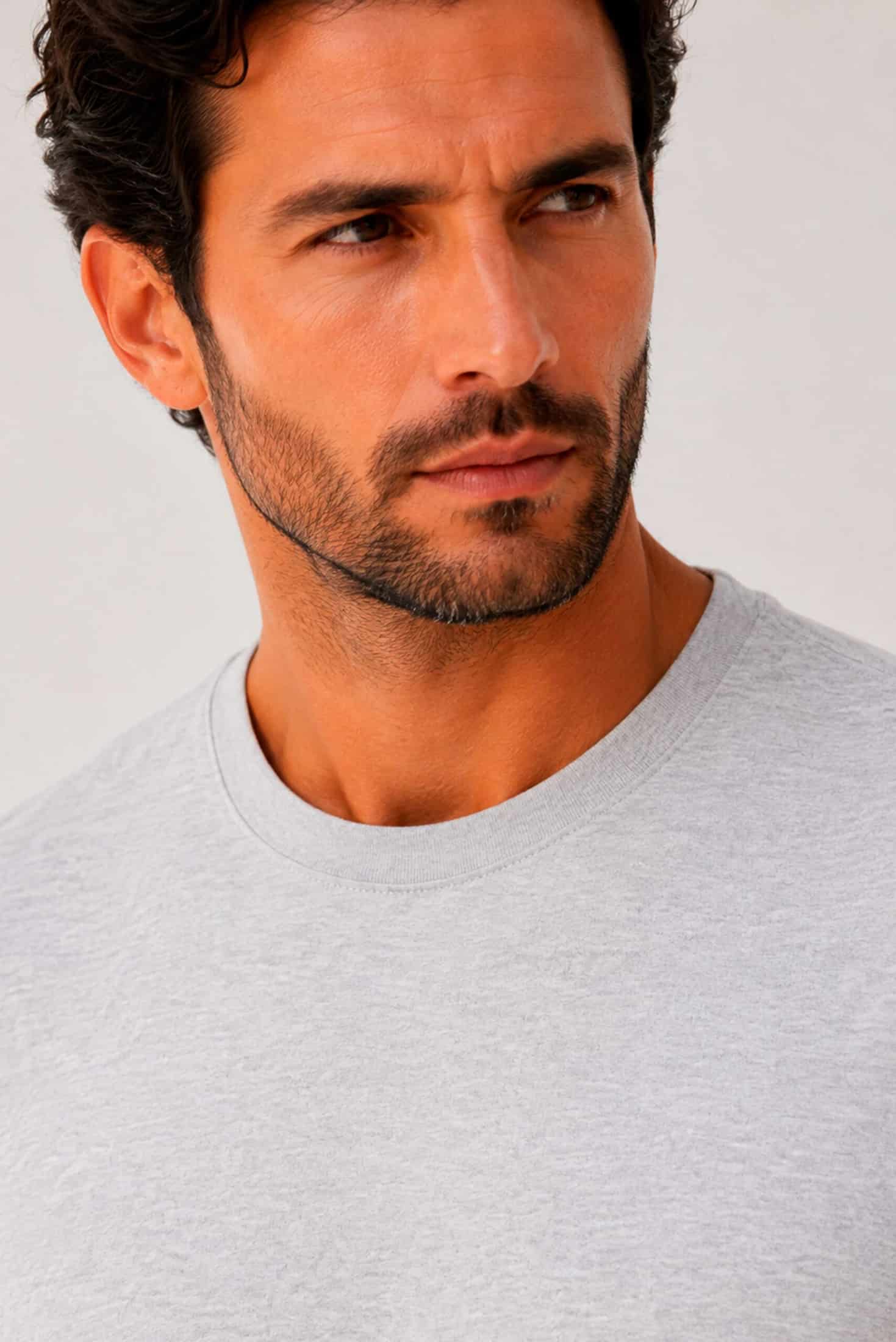 Camiseta 100% Algodón Pima Gris Jaspeado - miniatura 2