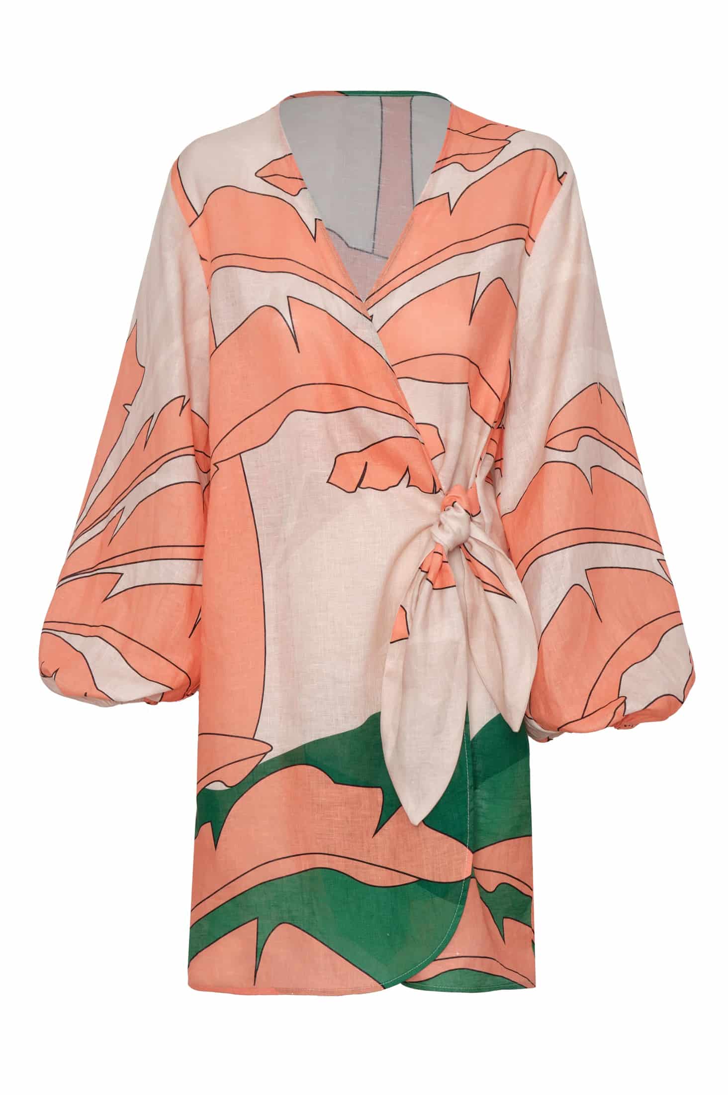 Hojarasca Linen Mini Tunic Dress / Peach Palms - miniatura 1