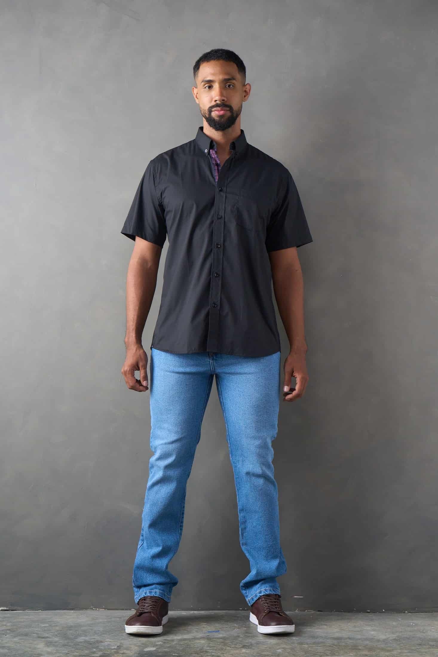 Camisa regular fit manga corta negro - miniatura 4