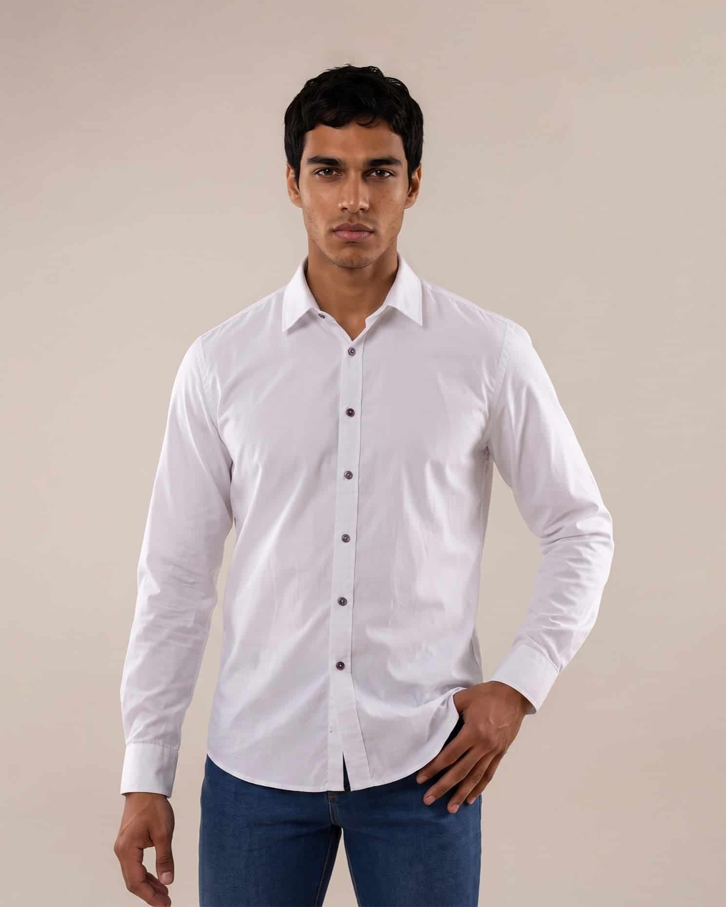 Camisa slim fit blanco - miniatura 1