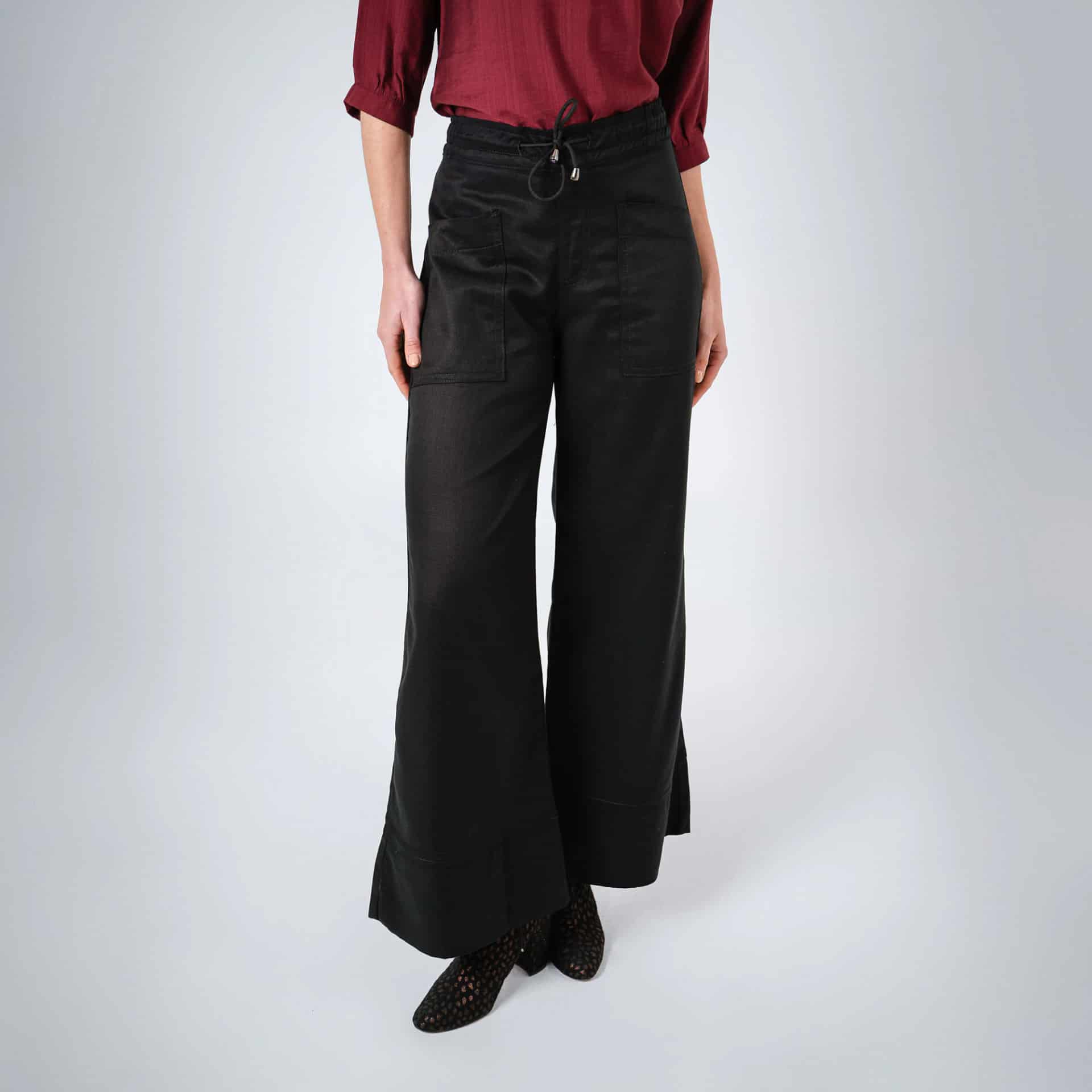 Pantalón básico estilo cargo bota flare con ajuste en cintura - miniatura 3