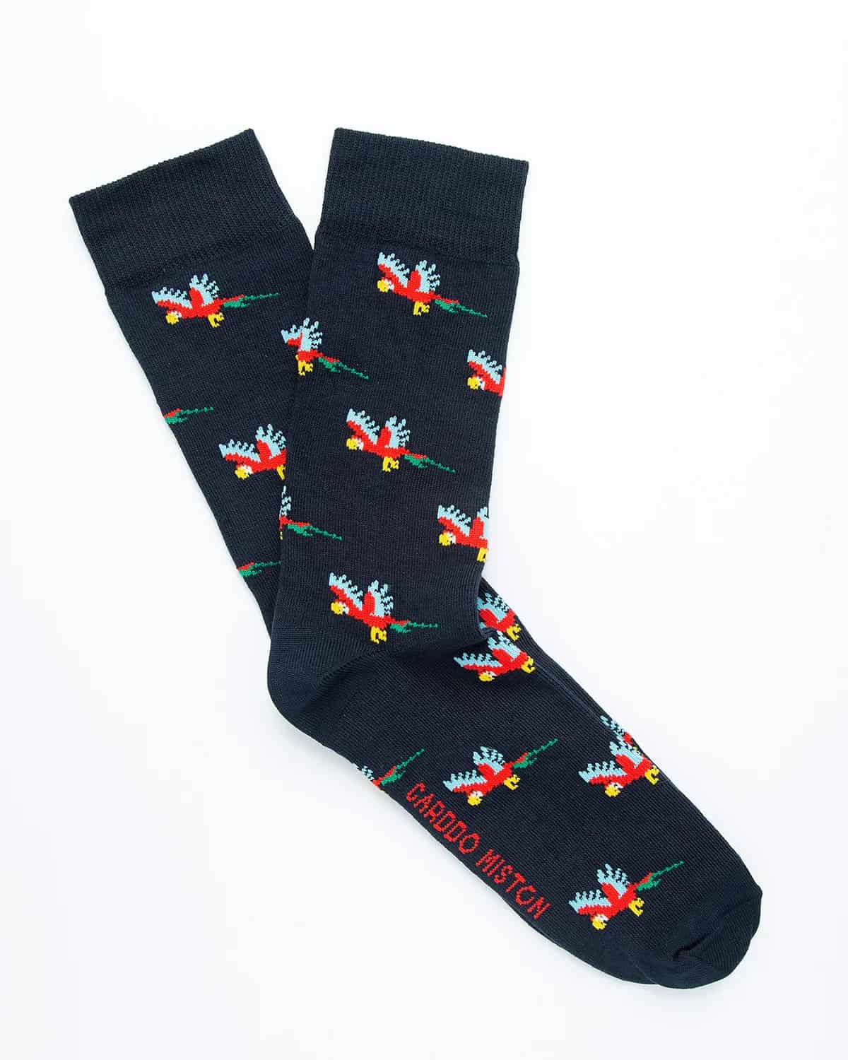 Medias Algodón Estampado Guacamayas - Fondo Azul - miniatura 3