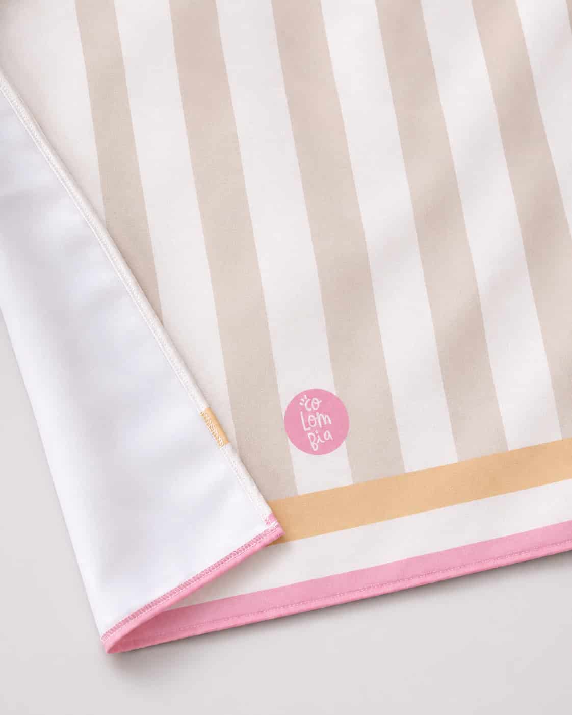 Toalla Estampada Rayas Beige - miniatura 2