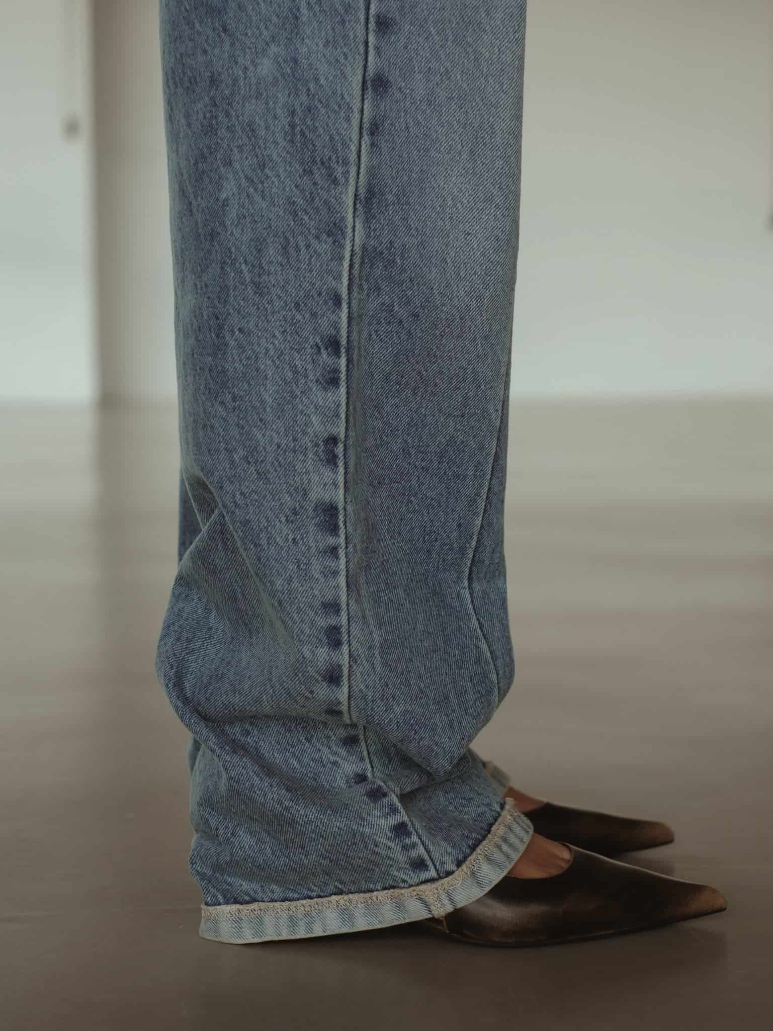 SPLIT LEG STRAIGHT JEAN - SOFT CLASSIC BLUE - miniatura 7