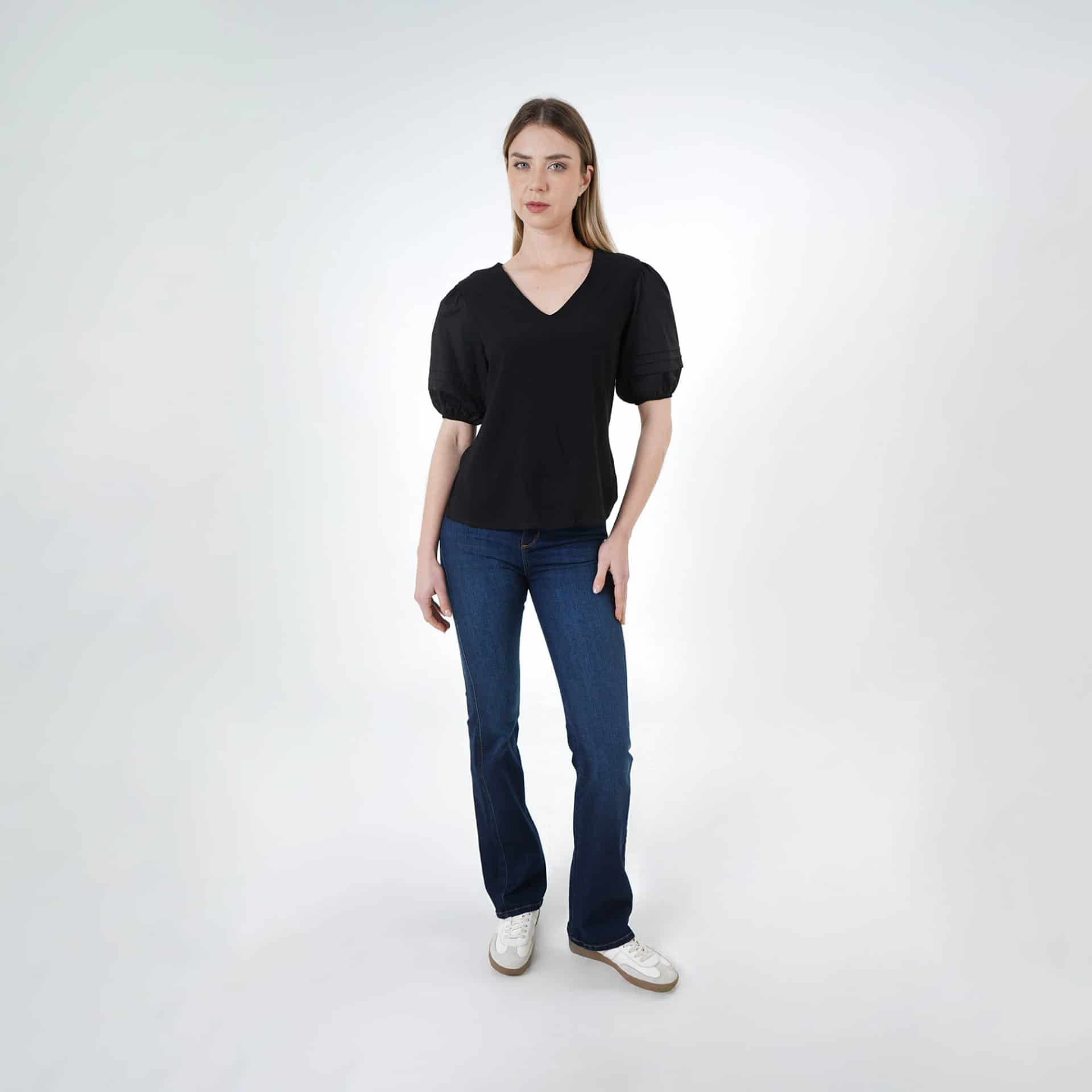 Blusa Cuello V Manga Corta Globo - miniatura 5