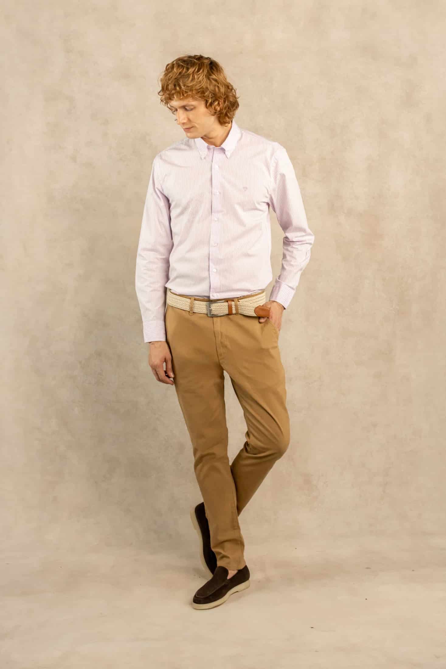 Camisa Antimanchas Popelina Rayas Lilac Logo Contraste - miniatura 8