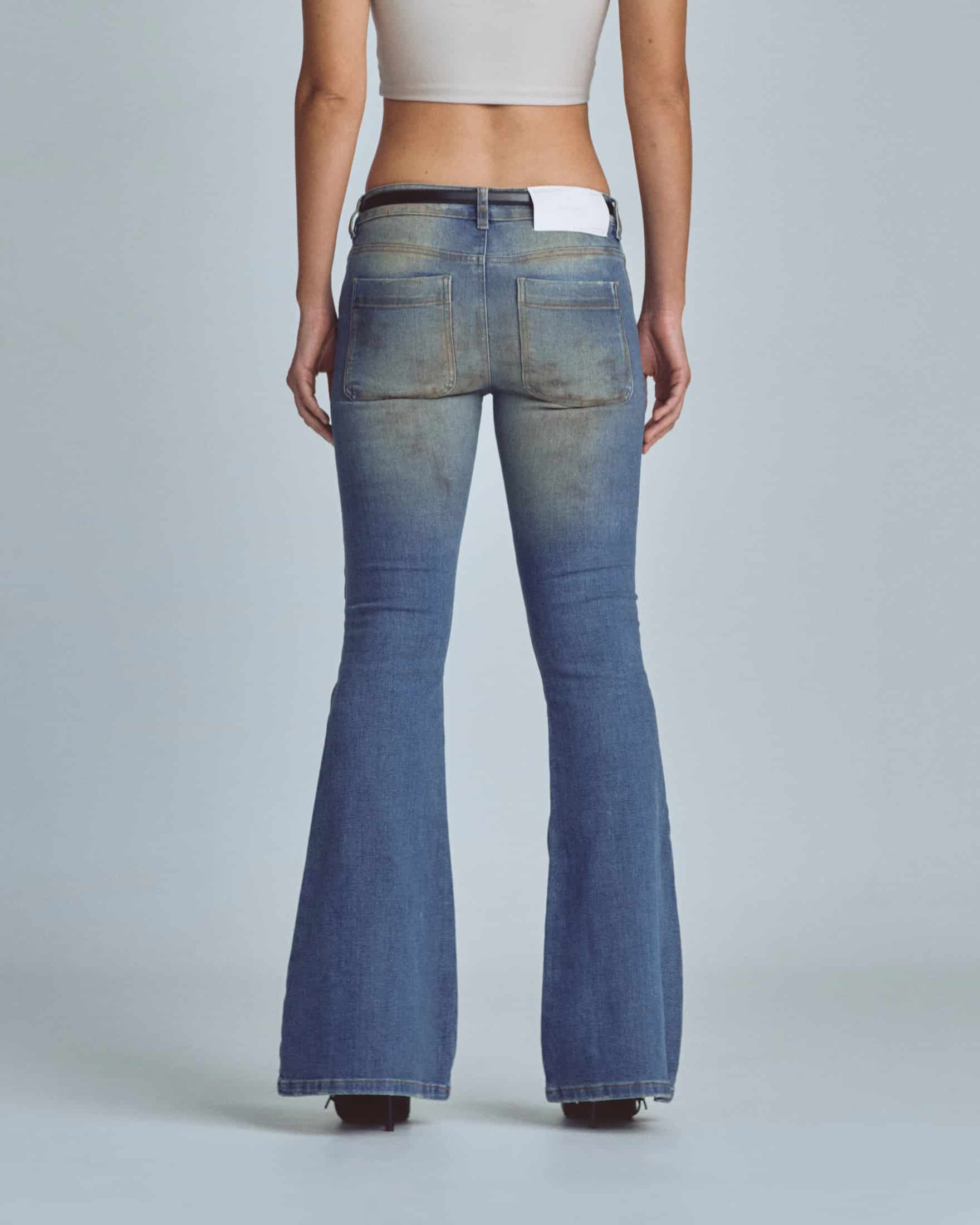 W Stardust Undgld Studio Flare Jeans Mechanic Blue - miniatura 7