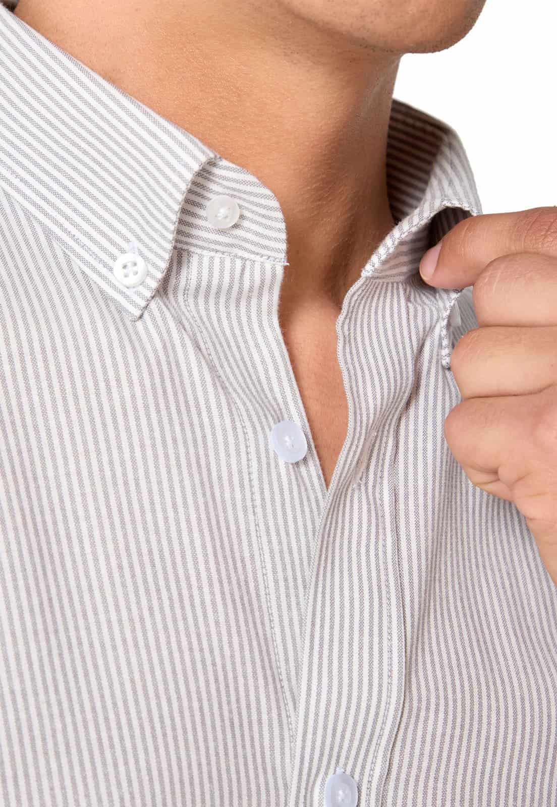 Camisa Manga Larga Oxford Rayas Grises - miniatura 6