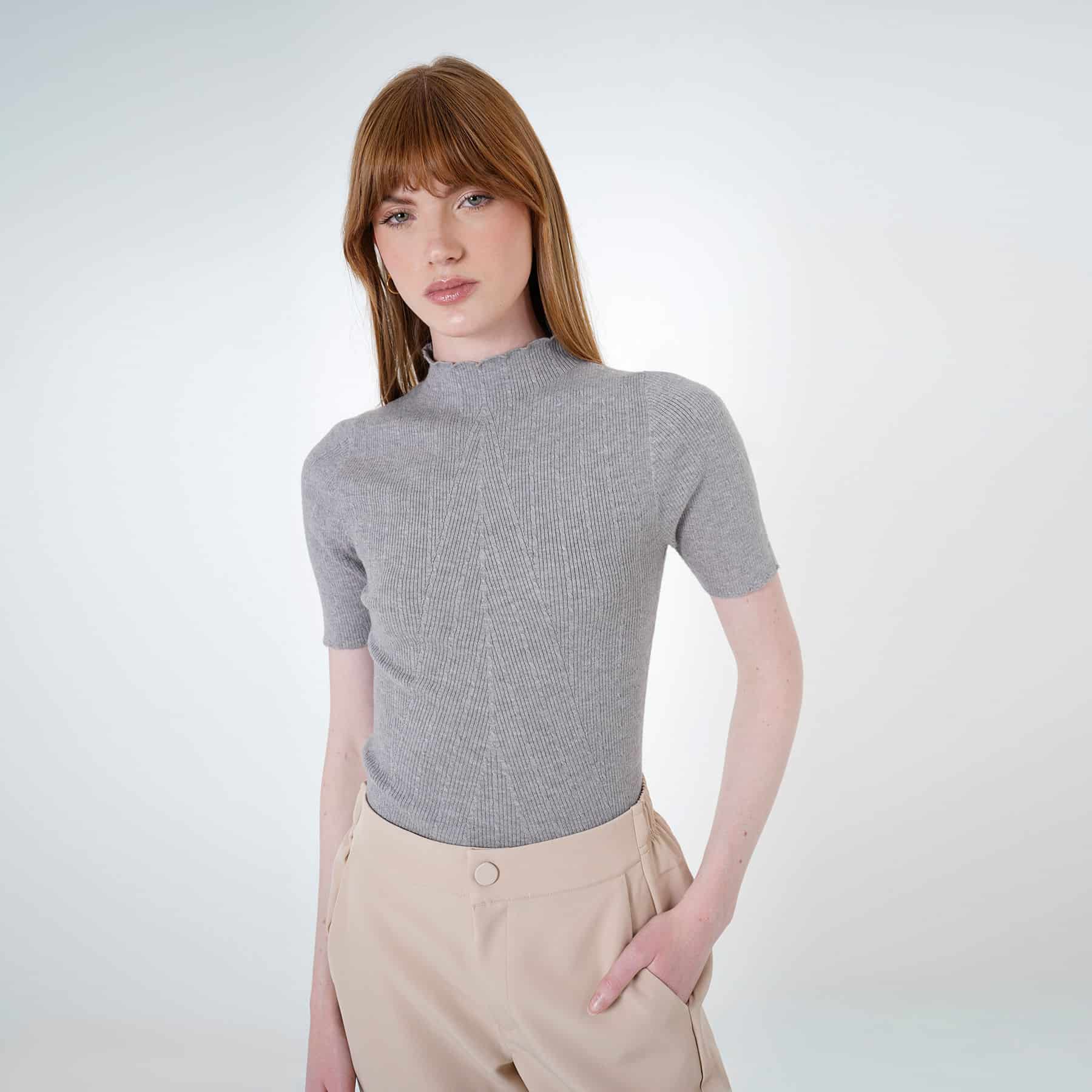 Sweater canale cuello alto manga corta - miniatura 1