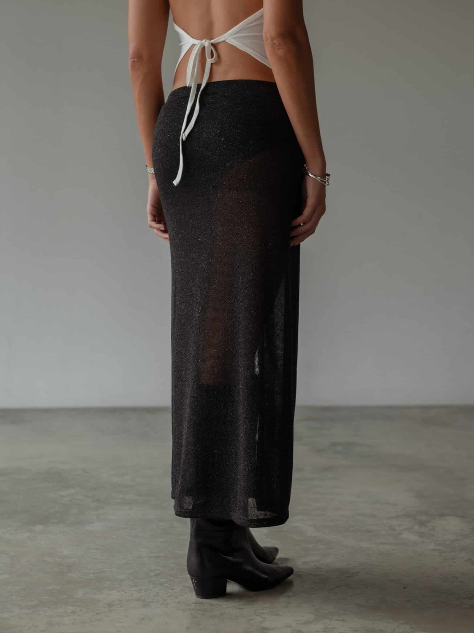 OVER LONG SKIRT - GLOSSY BLACK - miniatura 12