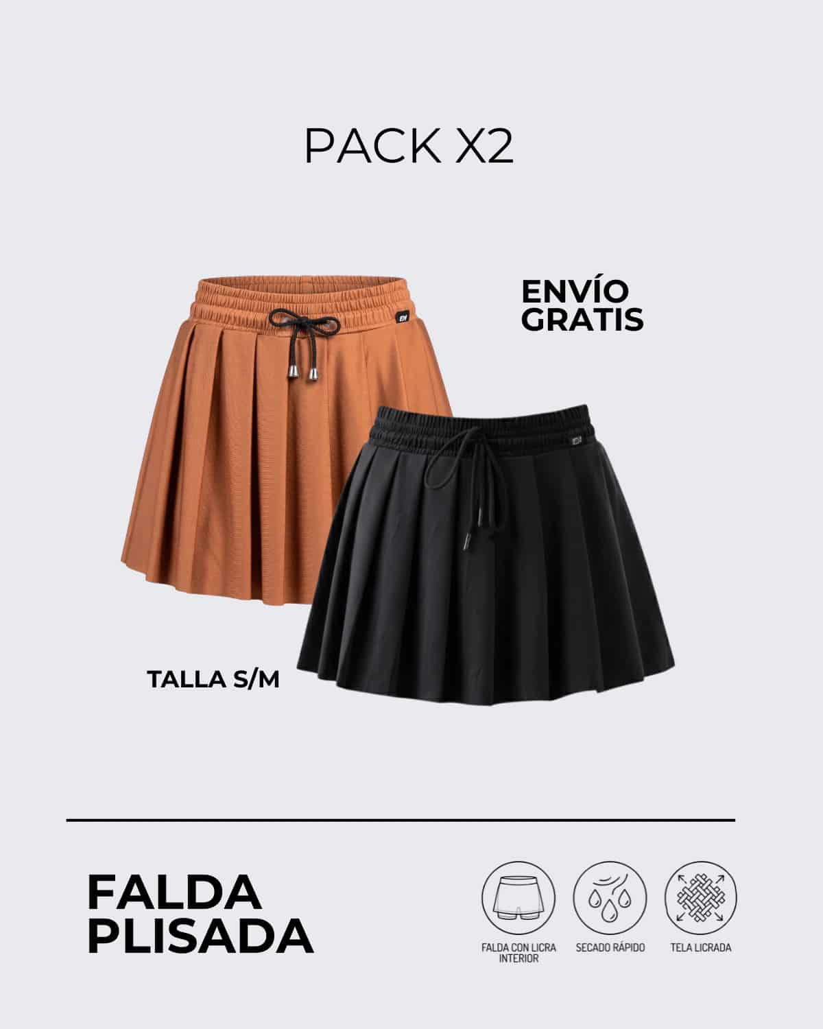 Pack X2 Falda Plisada┃KAYBU REF.02315 - miniatura 1