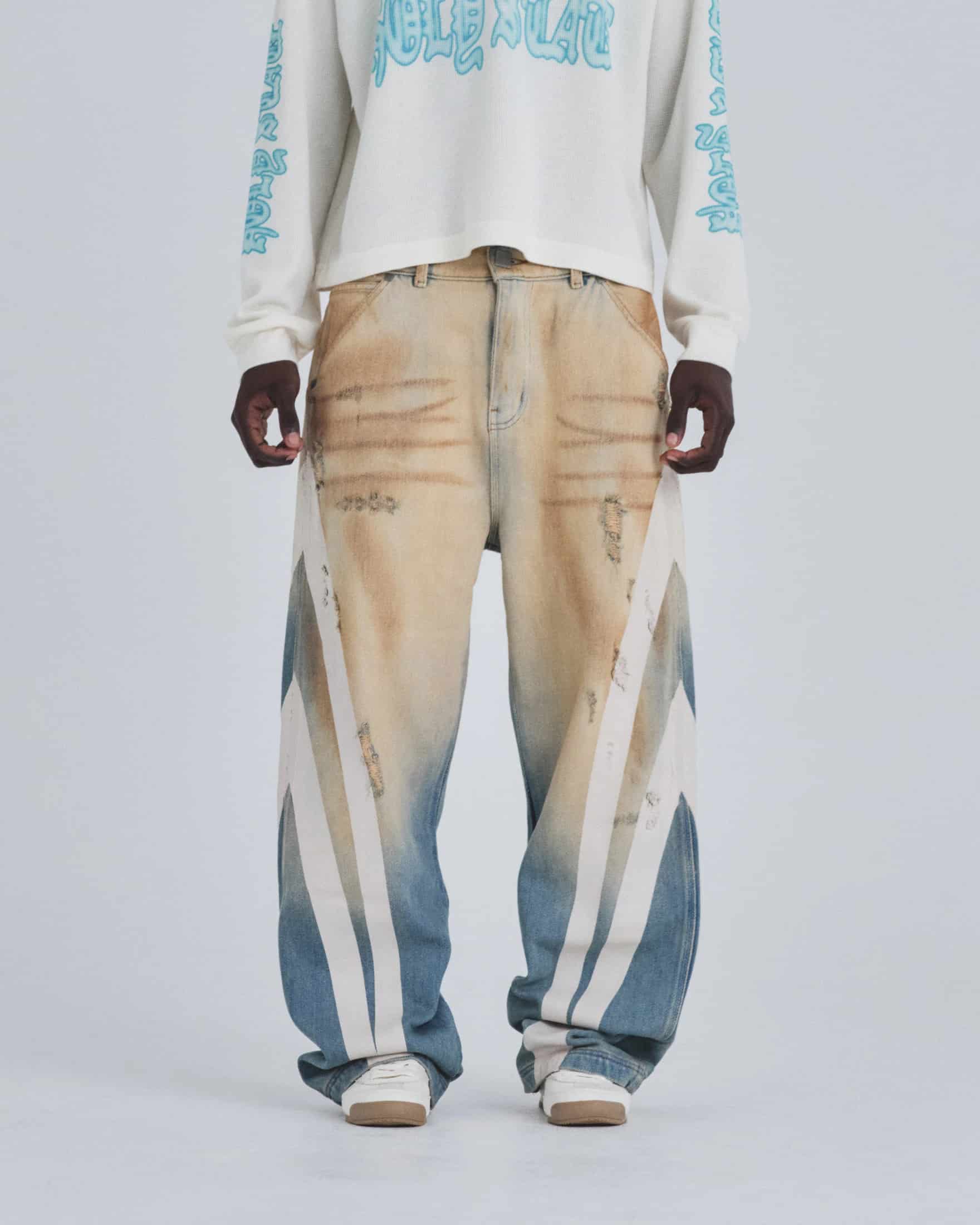 Holy State Stripe Wide Jeans Sand Blue - miniatura 2