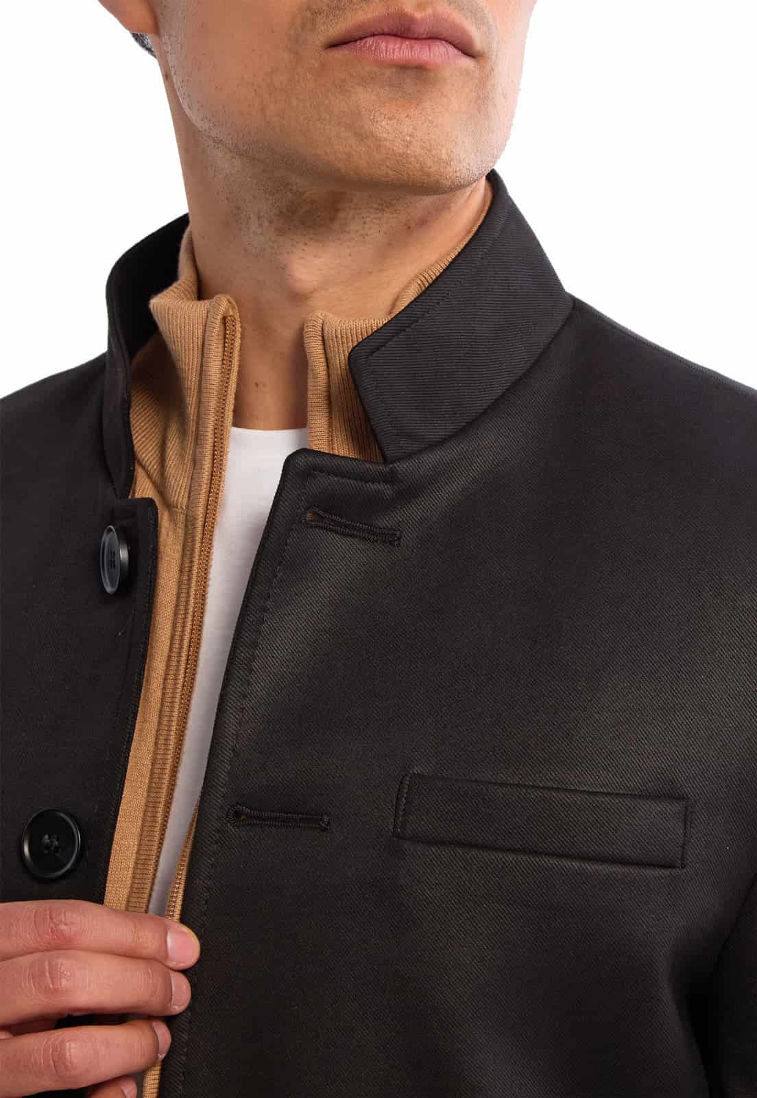 Abrigo cuello nerú o mao negro liviano - miniatura 4