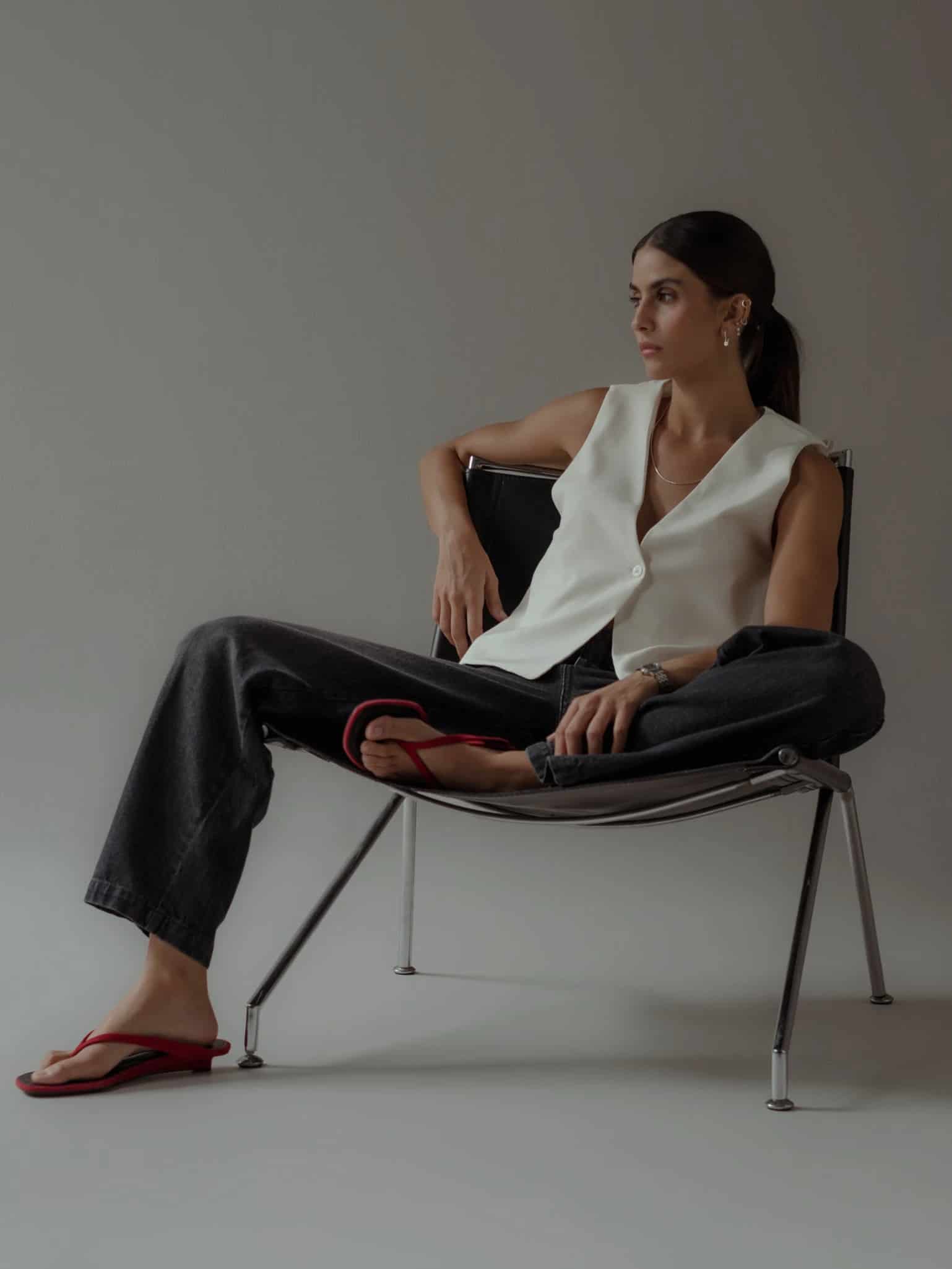 ONE BUTTON LONG VEST - SOFT WHITE - miniatura 11