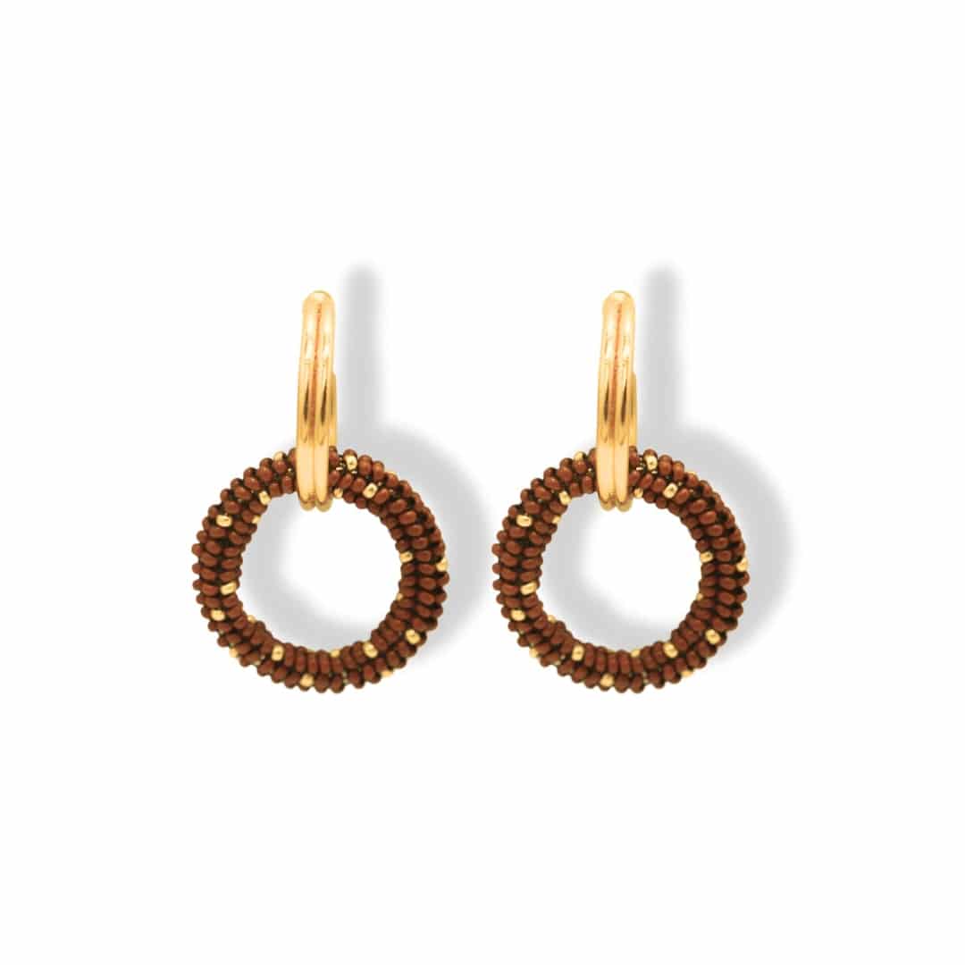 Aretes entrelazados tejidos dobles terracota - miniatura 2