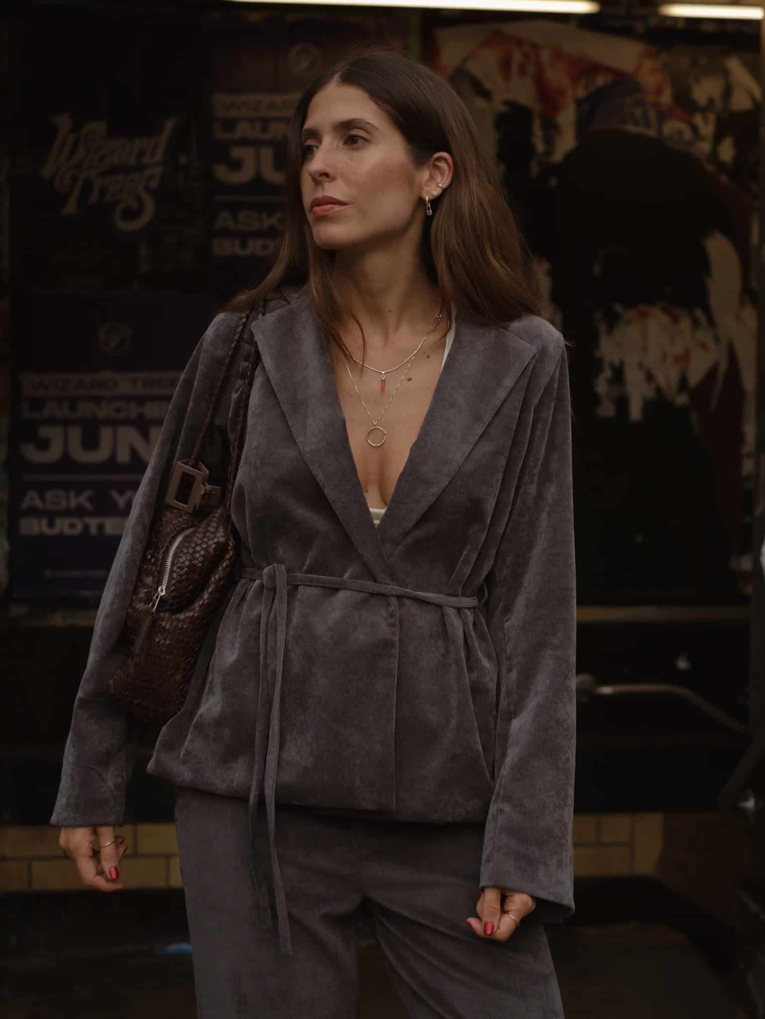 CORD BLAZER - DEEP BROWN - miniatura 2