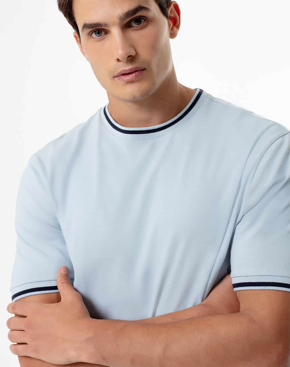 Camiseta regular algodón jersey azul hombre - miniatura 3