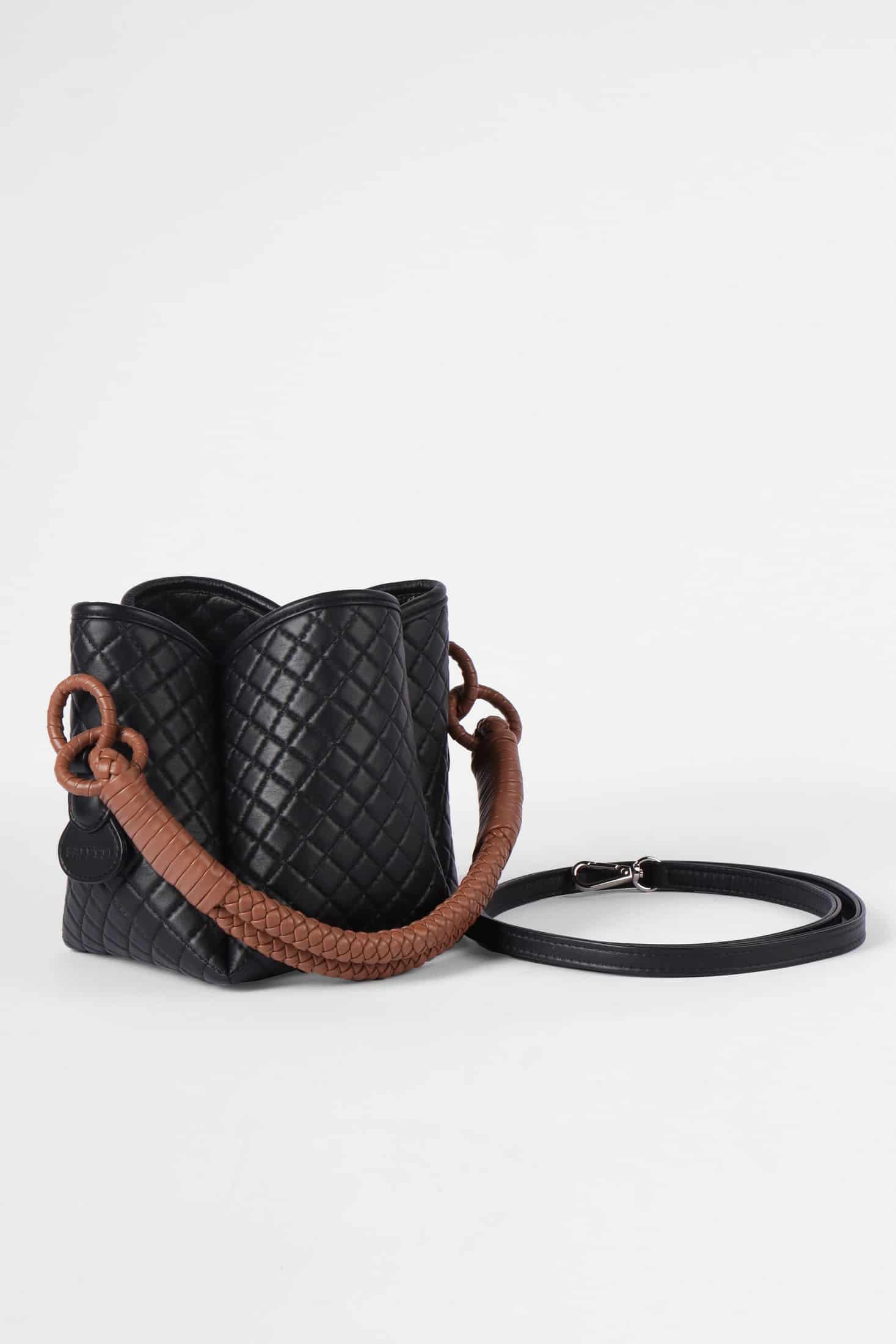Tulip Mini Bucket Bag, Black & Brandy - miniatura 4